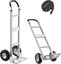 VEVOR Aluminum Hand Truck, Heavy-Duty Hand Truck Dolly with Non-Slip Wheels & Handle, 500 LBS Aluminum Alloy Portable Trolley Dolly with Tie-Down Strap for Moving Home, Office, Warehouse