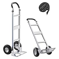 Vista 48 de VEVOR Folding Hand Truck and Dolly, 309 Lbs Capacity, Aluminum Foldable Cart, Heavy-Duty Luggage Trolley Cart with Telescoping Handle and PP+TPR