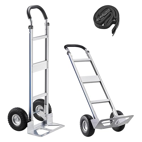 Miniatura 48 de VEVOR Folding Hand Truck and Dolly, 309 Lbs Capacity, Aluminum Foldable Cart, Heavy-Duty Luggage Trolley Cart with Telescoping Handle and PP+TPR
