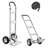 VEVOR Aluminum Hand Truck, Heavy-Duty Hand Truck Dolly with Non-Slip Wheels & Handle, 500 LBS Aluminum Alloy Portable Trolley Dolly with Tie-Down Strap for Moving Home, Office, Warehouse
