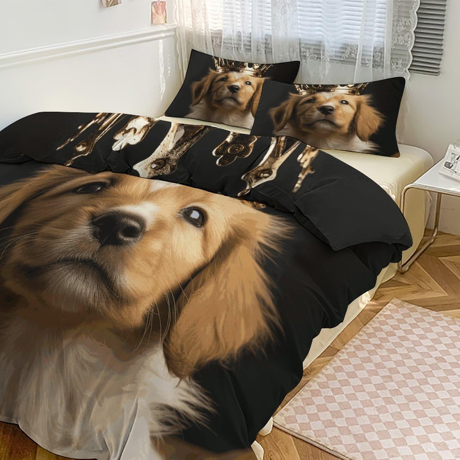 Housse de couette respirante chiot avec couronne pour des nuits pleines de tendresse