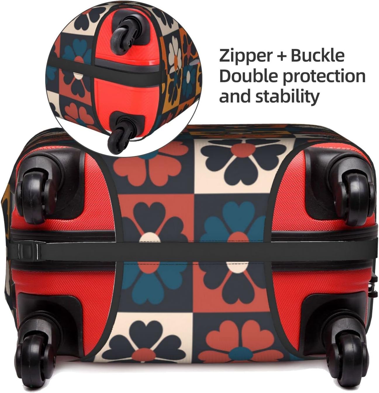 review Luggage Cover Elastic Washable Stretch Suitcase Protector Anti-Scratch Travel Suitcase Cover for Kid and Adult Floral Checkered L (25-28 inch suitcase)