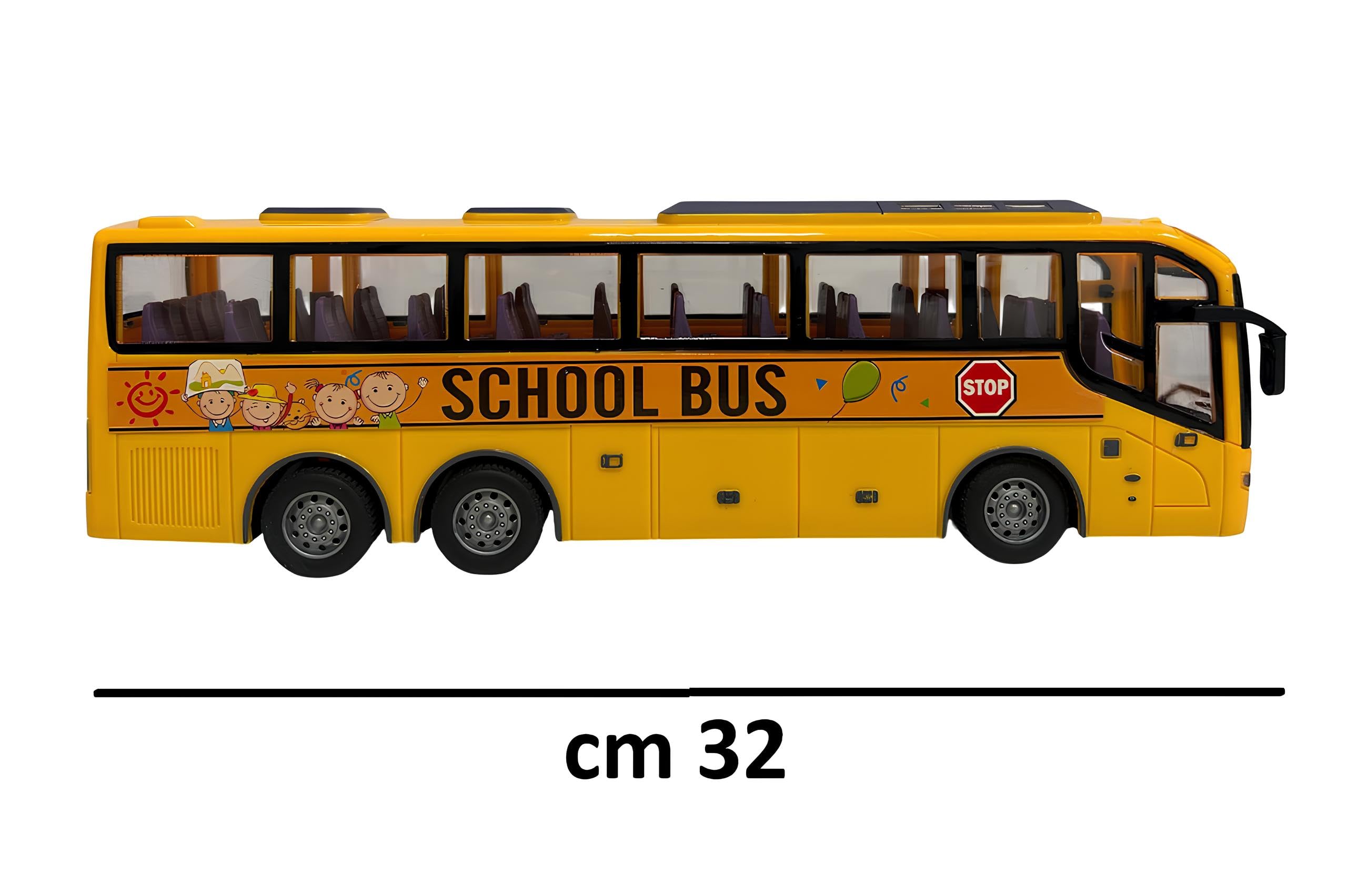 Bus Jouet Télécommandé avec Lumières Bus Grand cm 32 Pullman Jouet pour Enfants Lumières Mouvement Voiture Radiocommandé Autobus Roues Caoutchoutées École Buss Pullman Courrier Multifonction Échelle 1