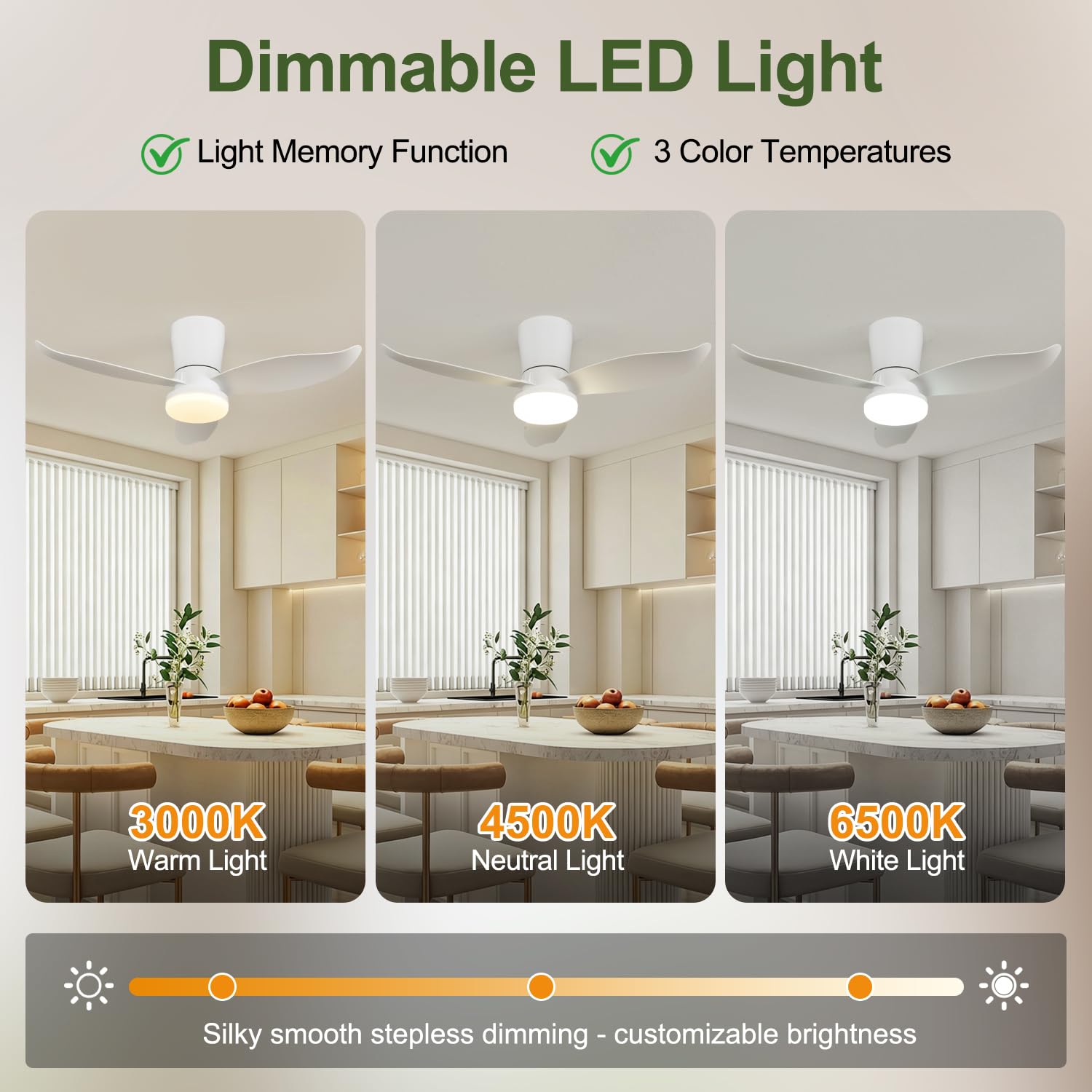 Ventilador Techo con Luz y Mando a Distancia - 95CM Lámpara Ventilador Silenciosa 6 Velocidades Dc Reversible Ventilador Plafón Temporizado Para Salón Dormitorio Comedor