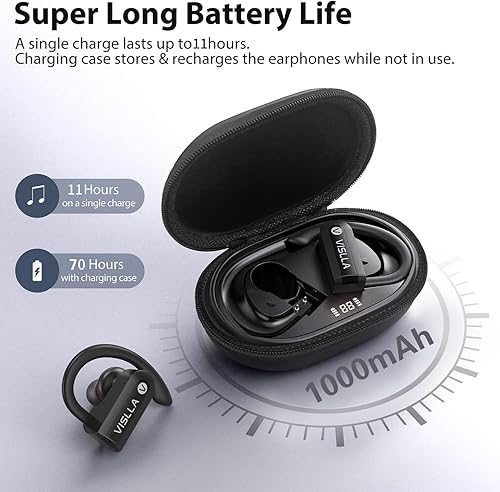 Miniatura 2 de Vislla Auriculares inalámbricos con micrófono, auriculares Bluetooth sobre la oreja, tiempo de reproducción de 70 horas, vitrina de cuero,