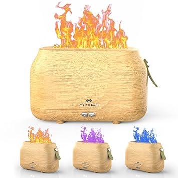 MOHOPE Flame Air Aroma Diffuser Humidifier for Bedroom, RGB Light Humidifiers for Plants, Office, Yoga, Quiet Ultrasonic Humidifiers with Essential Oil Diffuser and Flame Night Light