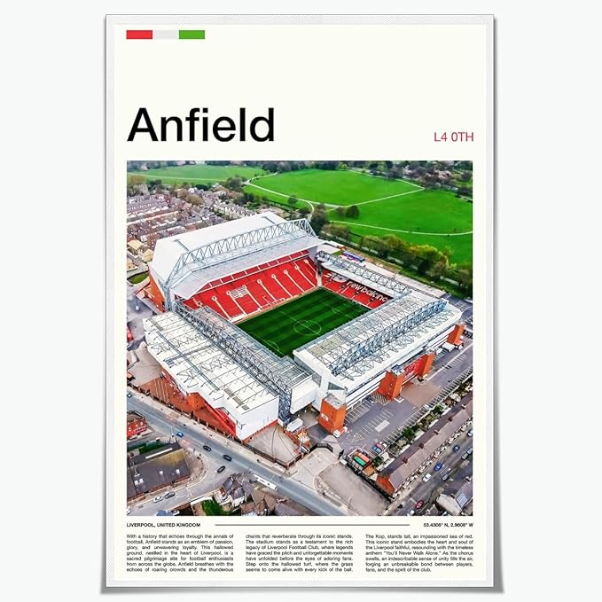 Más de 35 millones quieren jugar al nuevo gran juego chino 10 71ZqNOUoEhL. AC SX679 Funky Football Wall Art Anfield Stadium Poster Canvas Print with Coordinates Maximalist Artwork Aesthetic Wall Decor for Home Office Bedroom Fan Room Decoration Unframed12x18inch