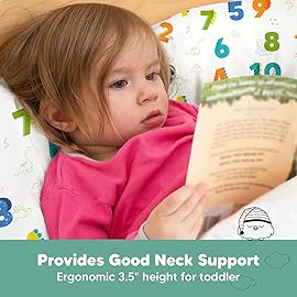 Toddler Pillow with Pillowcase - 13x18 My Little Dreamy Kids Travel Bed Pillows for Sleeping, Organic Cotton Small Pillowcase, Soft & Breathable, Machine Washable, Toddlers 2-5 years old (Dino123)