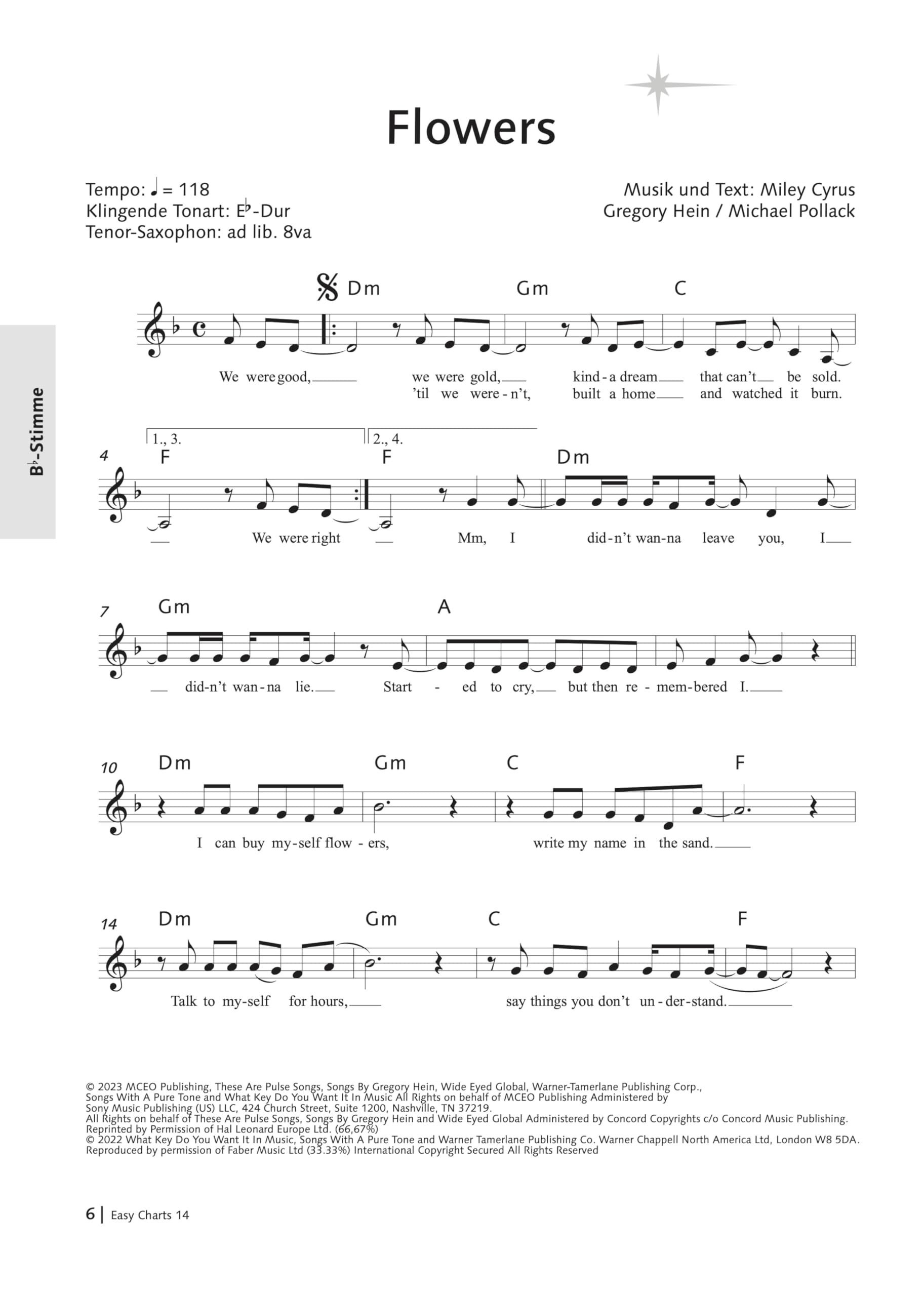 Easy Charts Play-Along: Band 14. C/Eb/Bb-Instrument. (Easy Charts, Band 14)