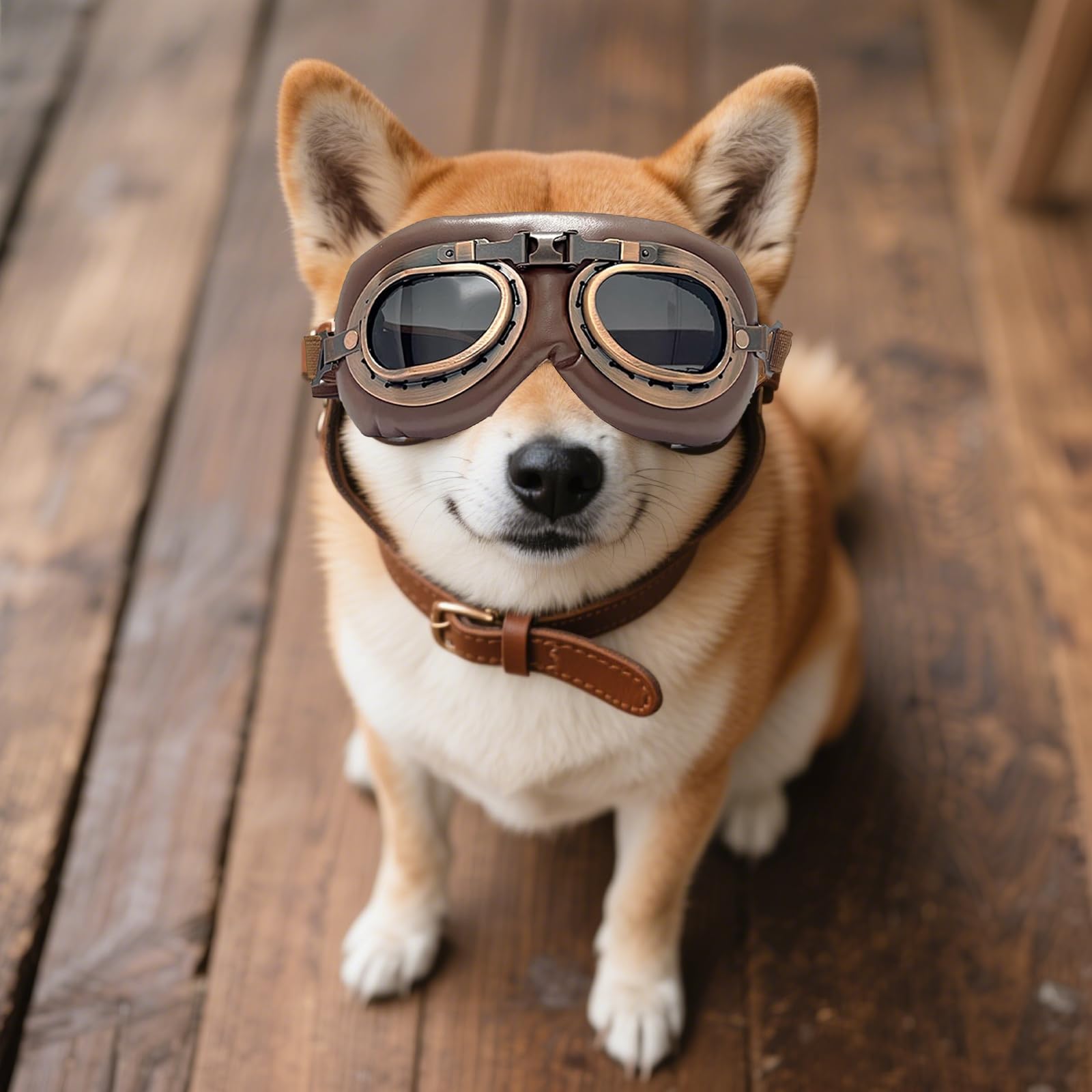 Okulary przeciwsłoneczne dla psów w stylu retro, okulary przeciwsłoneczne z regulowaną gumową taśmą, okulary dla psa, ochrona przed promieniowaniem UV, trwałe i wygodne, wiatroszczelne okulary