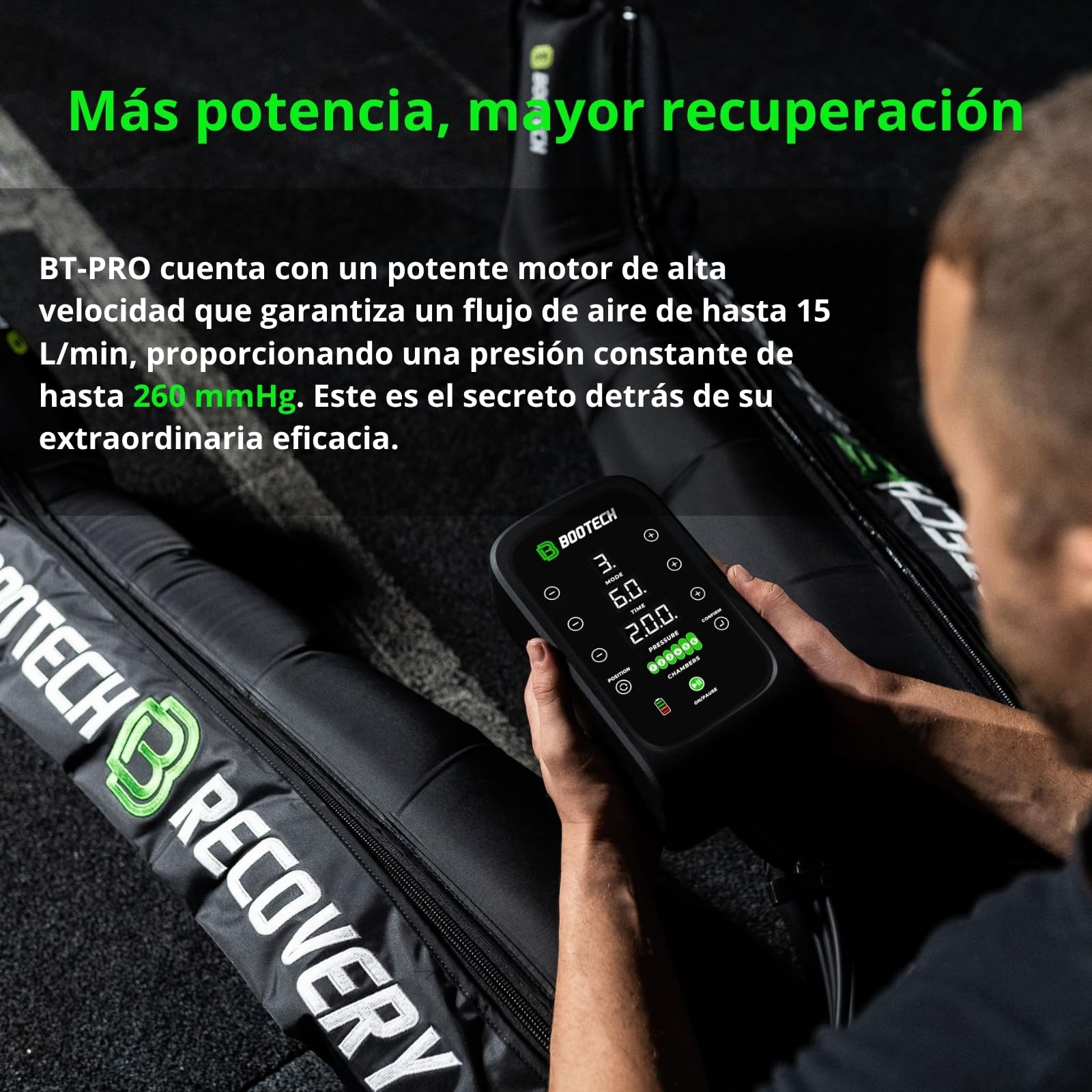 BOOTECH Presoterapia Premium Recargable para Casa, Masajeador de Piernas Cansados, Mejora la Circulación, Recuperación Muscular Drenaje Linfático Celulitis Bateria 6H,6 Camaras 3 Años Garantía(M)