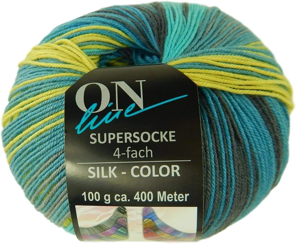 Supersocke Superwash Silk Color Merino Wool Blend Yarn Superfine 4-Ply 437 Yards 3.5 Ounces