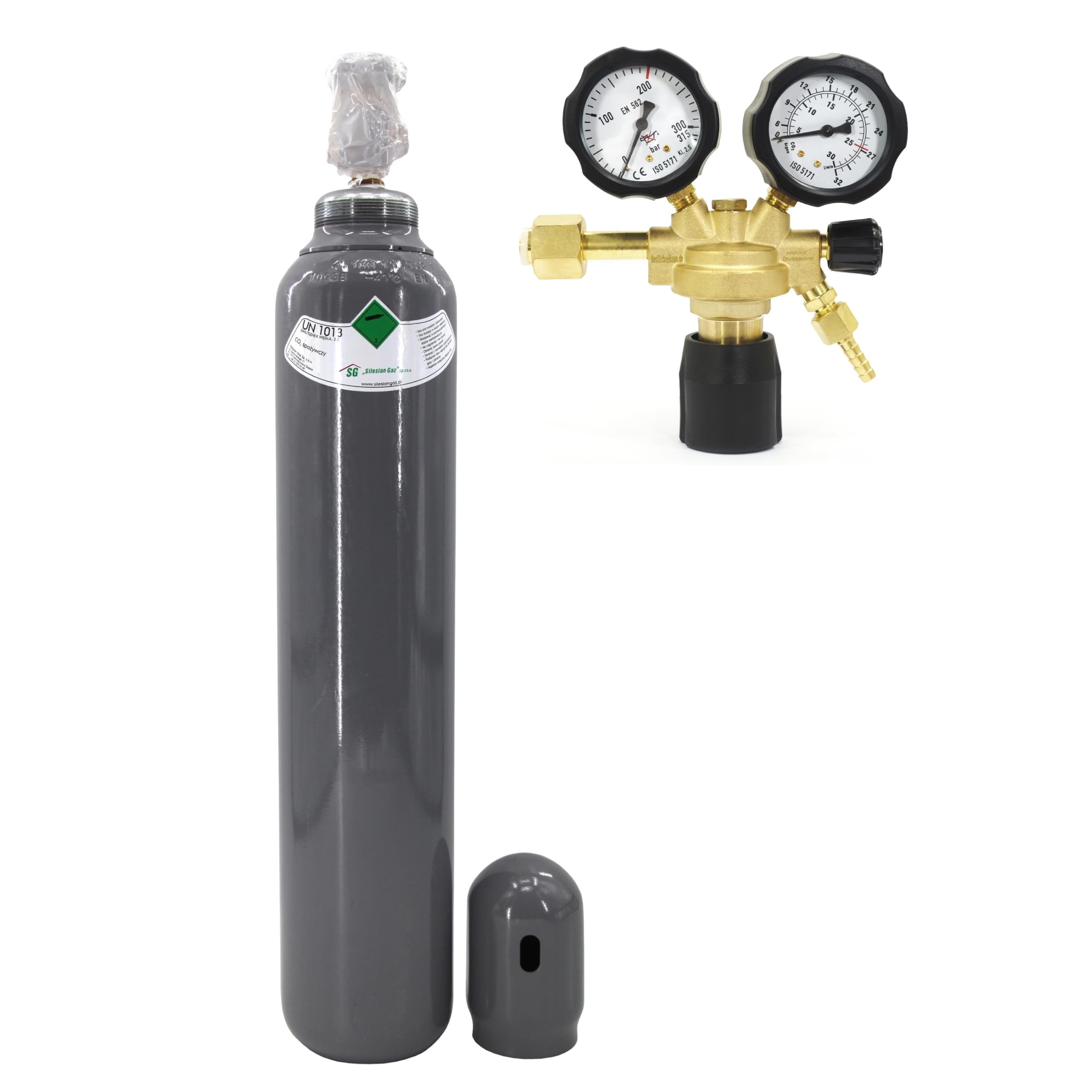 Botella de CO2 5 kg 8 L con reductor de presión Ar/CO2-10 Serie BS.DE – Set seguro para soldadura precisa Bestschweissen.de