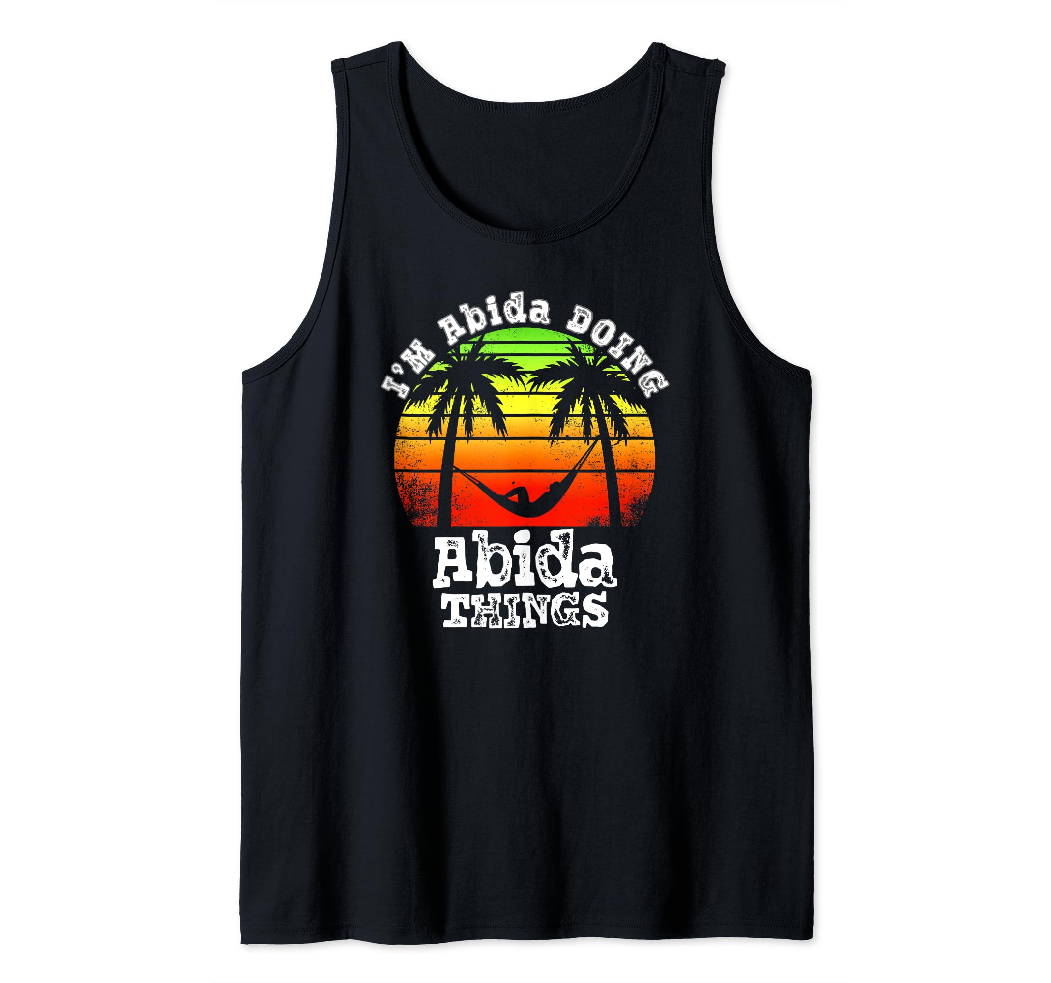 I'm Abida Doing Abida ThingsAsian Names Retro Sunset Tank Top