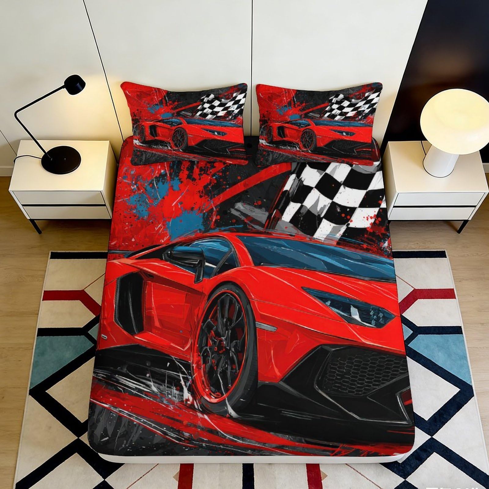 3D Printed Bamboo Fitted Sheet Microfiber Deep Pocket Non-Slip Bedroom Bedding Bamboo Mattress Fitted Cover 160x200x25cm
