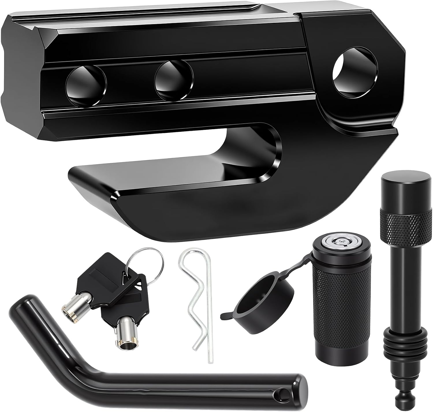 Black Hitch Slider with Locks Pin, 2" Receiver Slider Skid Protection Compatible with 3/4" D-Ring or Soft Shackle for Trucks Off-Road Vehicle Towing Recovery Hitch Protection