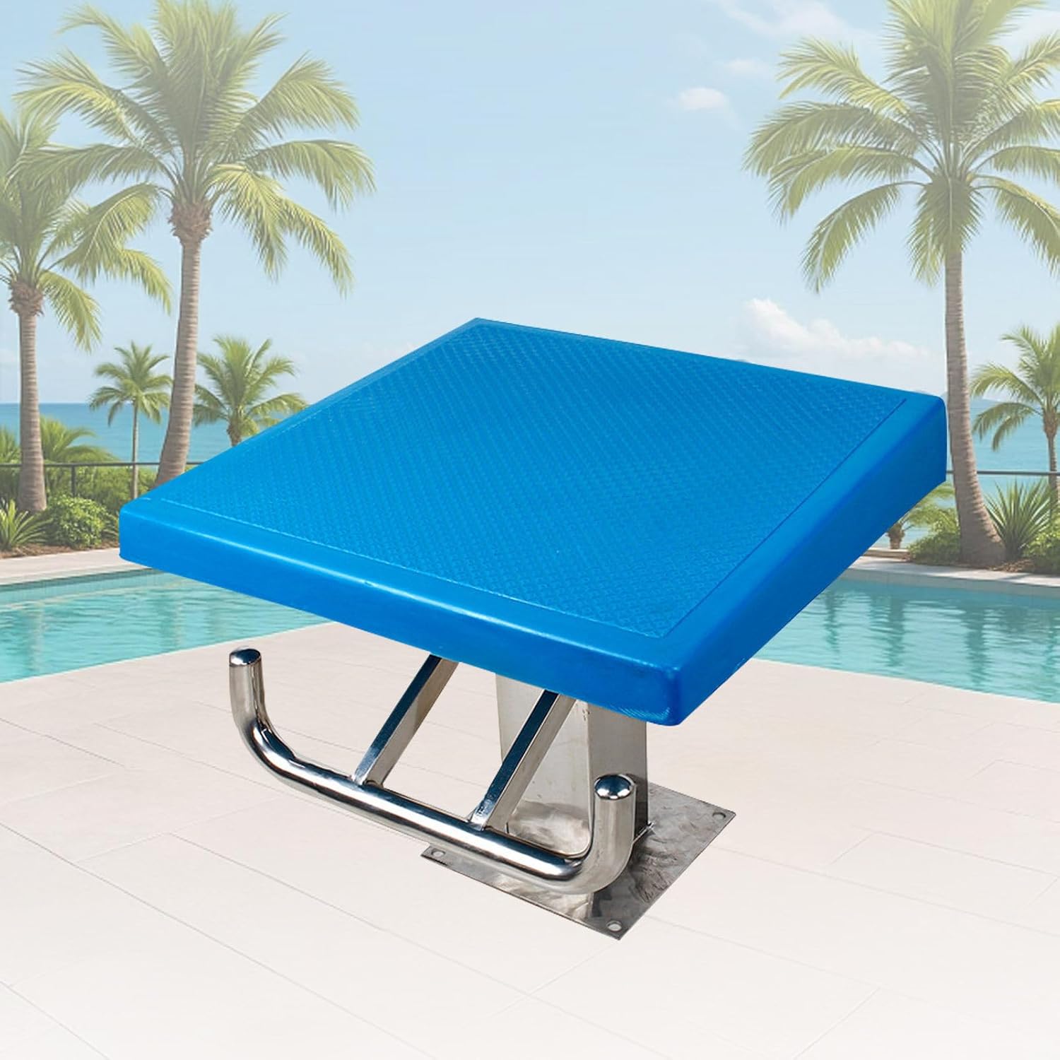 Swim Competition Training Jumping Countertop, Diving Board Pool Diving Platform, Stainless One Step Diving Starting Block, Indoor Outdoor deluxeedition