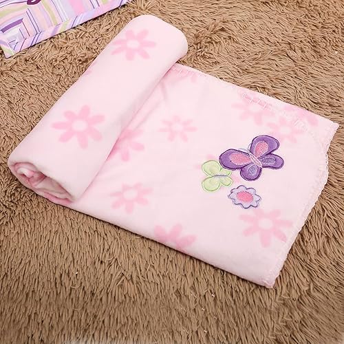 Miniatura 5 de Juego de ropa de cama para cuna de bebé, diseño de mariposa, diseño de mariposa, 6 piezas, color rosa