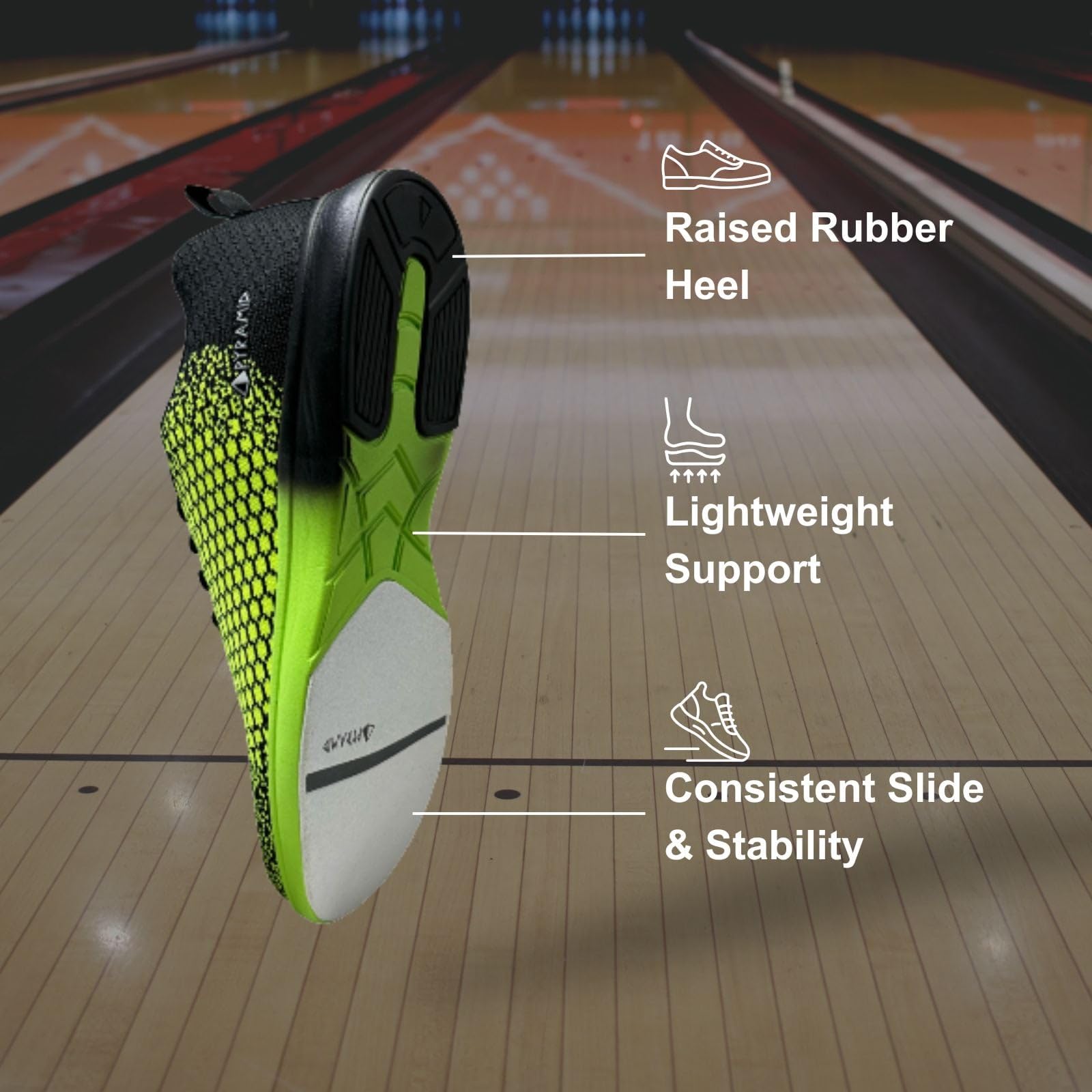 Pyramid Path Lite Chaussures de Bowling en Maille sans Couture pour Homme – Design léger et sans Couture, Coupe athlétique, Dessus en Tricot Respirant, Semelles coulissantes universelles
