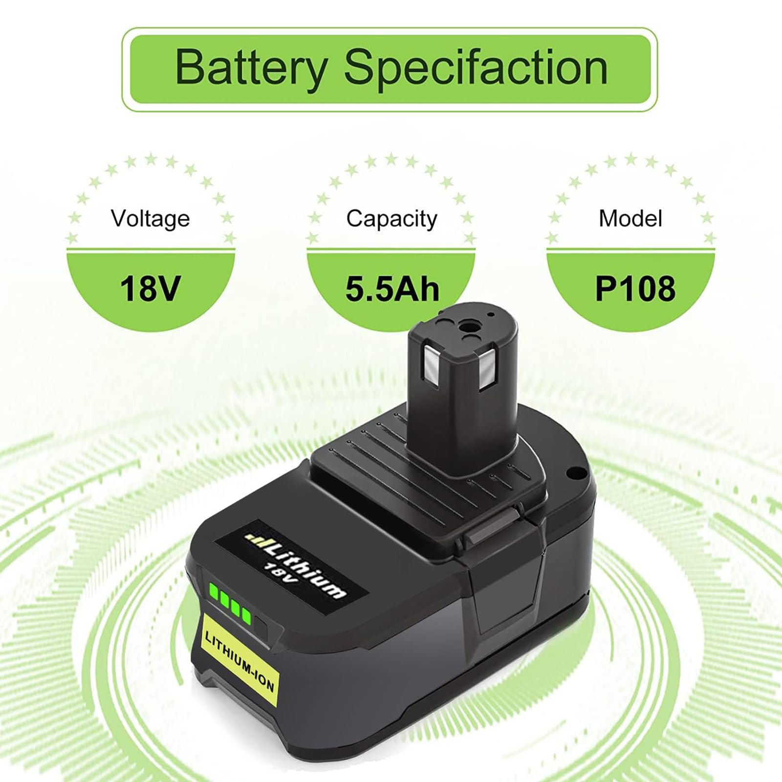 2x 18V 5,5Ah Ersatzakku + Ladegerät Für Ryobi – Kompatibel Mit P108, P117 Und Vielen Modellen