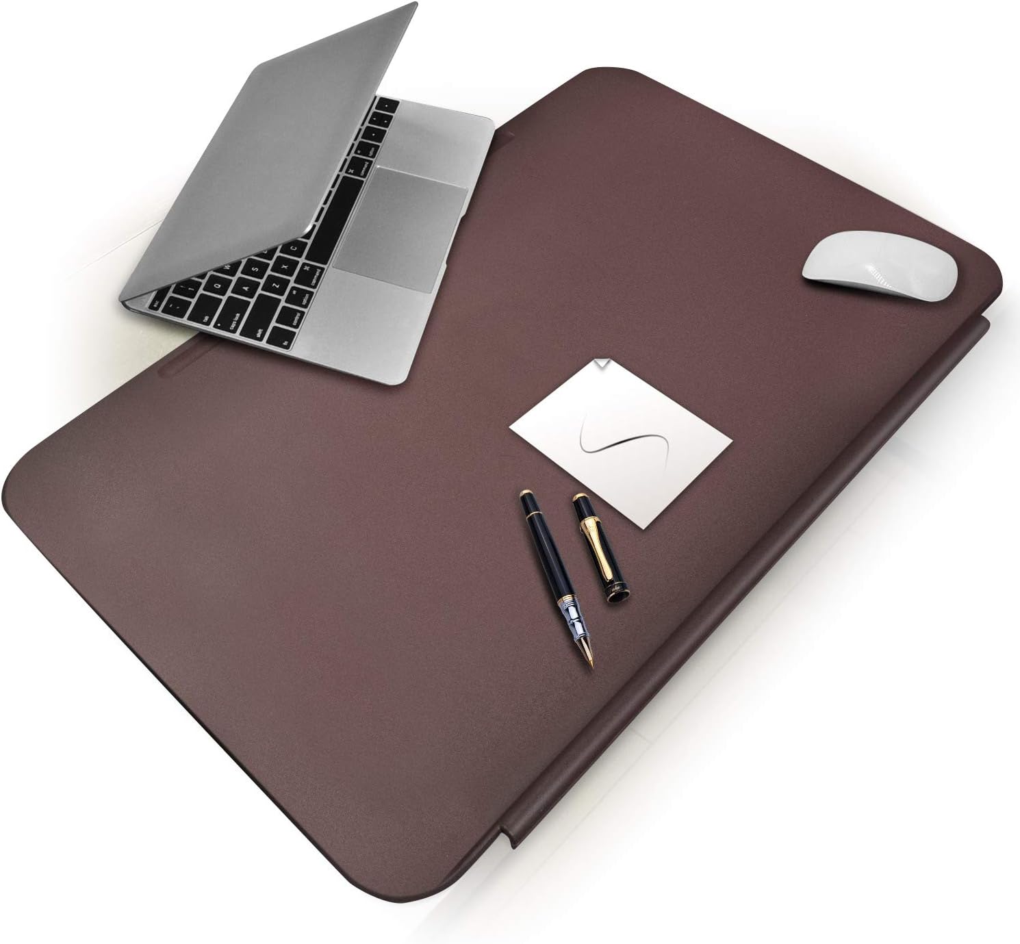 Desk Mat Blotters 26" x 16",CENNBIE TPU Desk Pads with Fixation Lip,Comfortable Desktop Protector Mat (Brown)