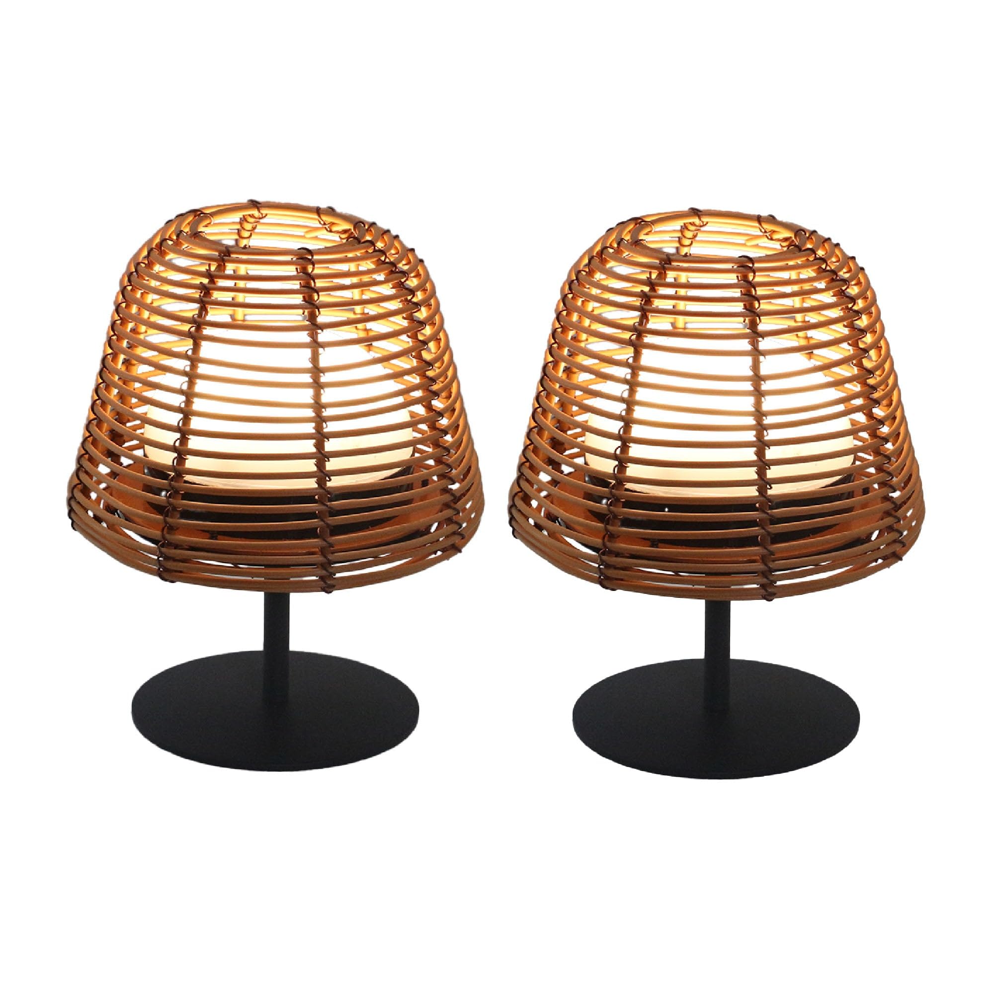 Set di 2 lampade da tavolo LED senza fili TWINS Boheme H16cm polyrattan