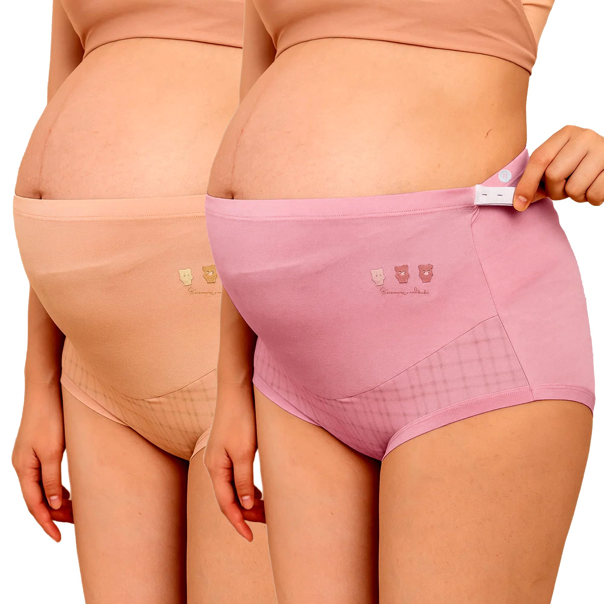 Women Soft Cotton Stretchable Maternity Over Bump Belly Support High Waist Plus Size Pregnancy Briefs Underwear with Adjustable Waistband-image-48