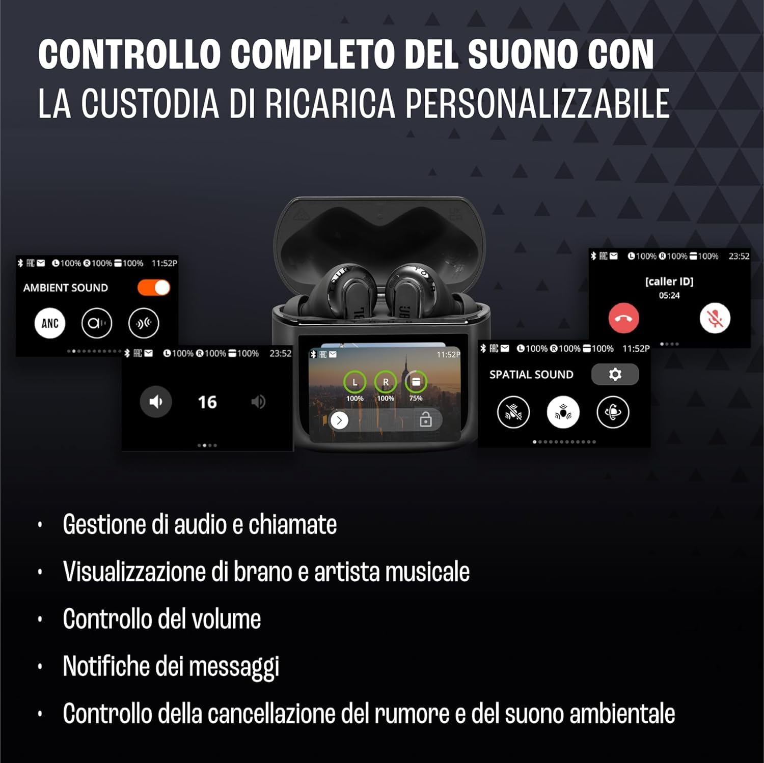 JBL Tour Pro 3 Auricolari True Wireless con Cancellazione del Rumore, Nero | Bluetooth 5.3, Custodia di Ricarica Intelligente, Autonomia 44 ore, Suono JBL Spatial 360 con Head Tracking