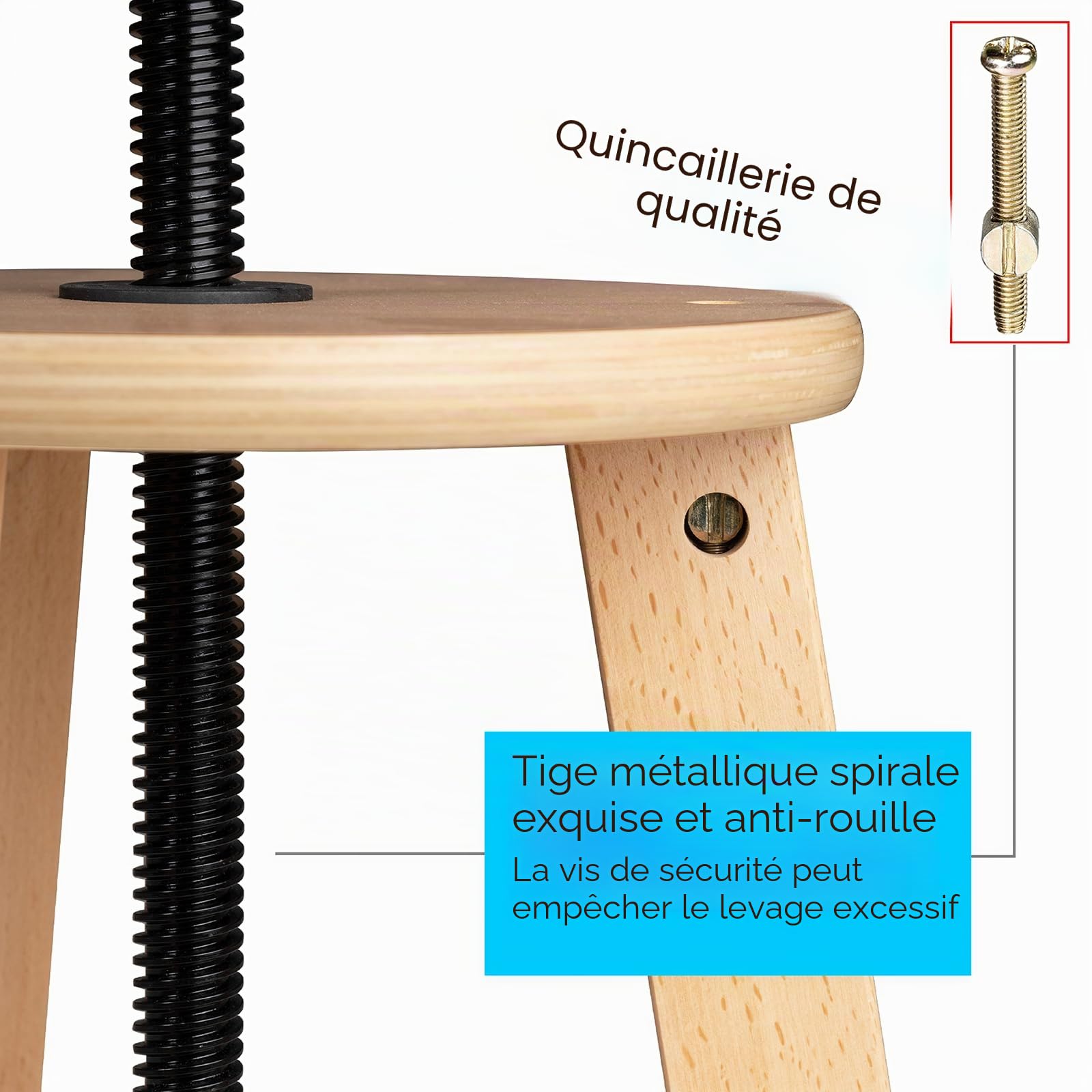 MEEDEN Tabouret de Peinture en Bois: 48cm-66cm Tabouret Réglable en Hauteur, Tabouret d'artiste, Tabouret d'art en Bois de Hêtre, Tabouret Pivotant, Parfait pour Le Studio, Bureau, Cuisine, Bars