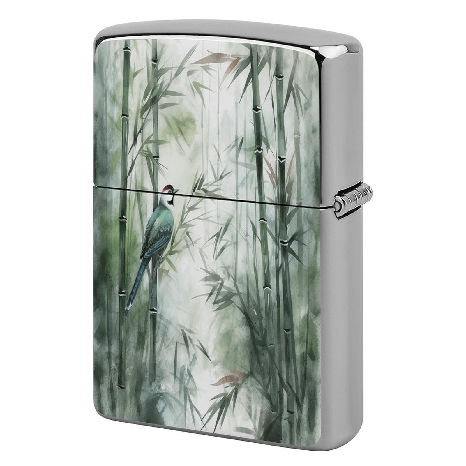 Fekiloot Style Green Bird Painting Lighter Case Cover Lighter Holder