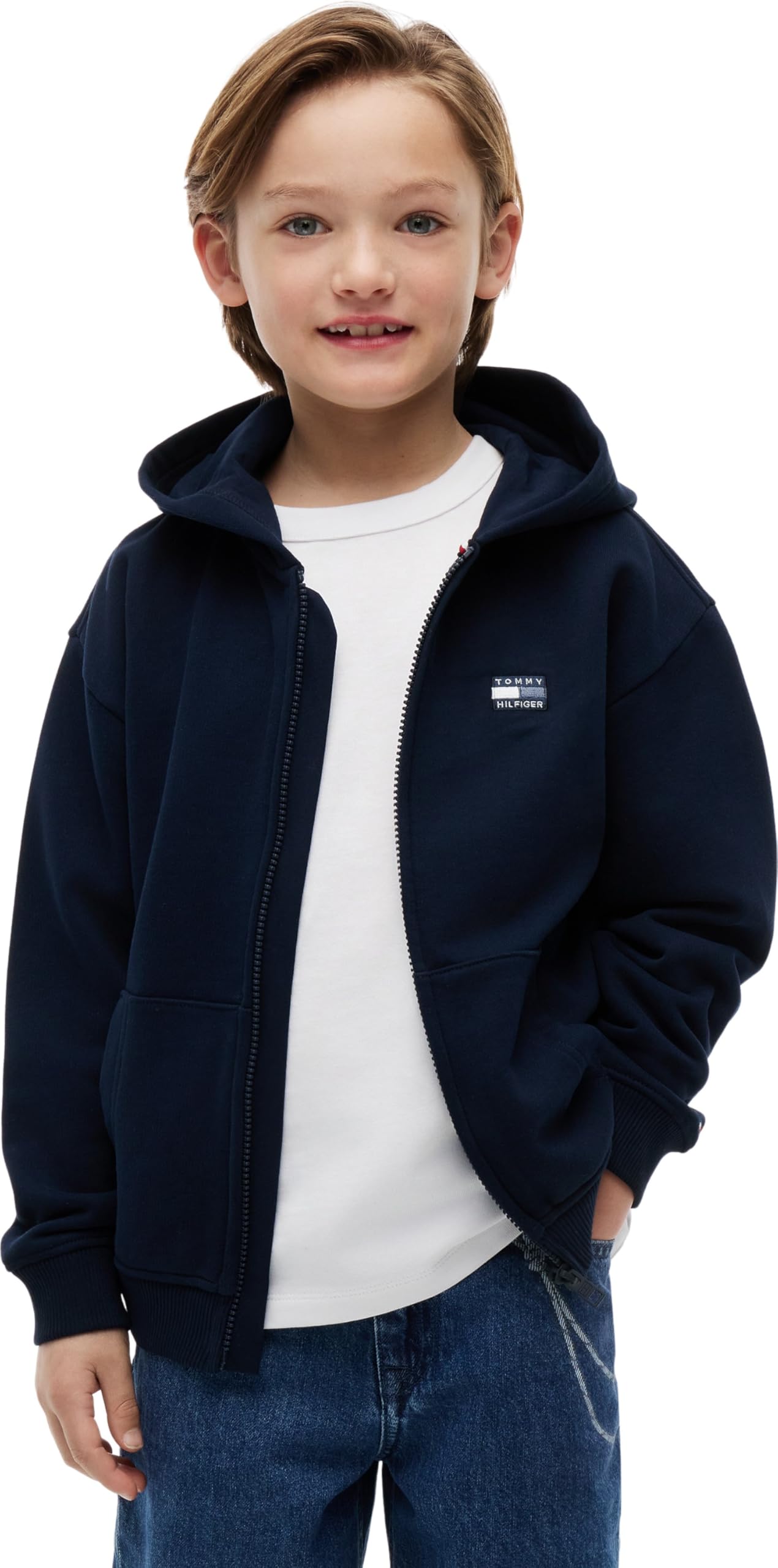 Tommy Hilfiger Tonal Flag Zip Through Hoodie Kb0kb10553 Altre Felpe Bambini e Ragazzi