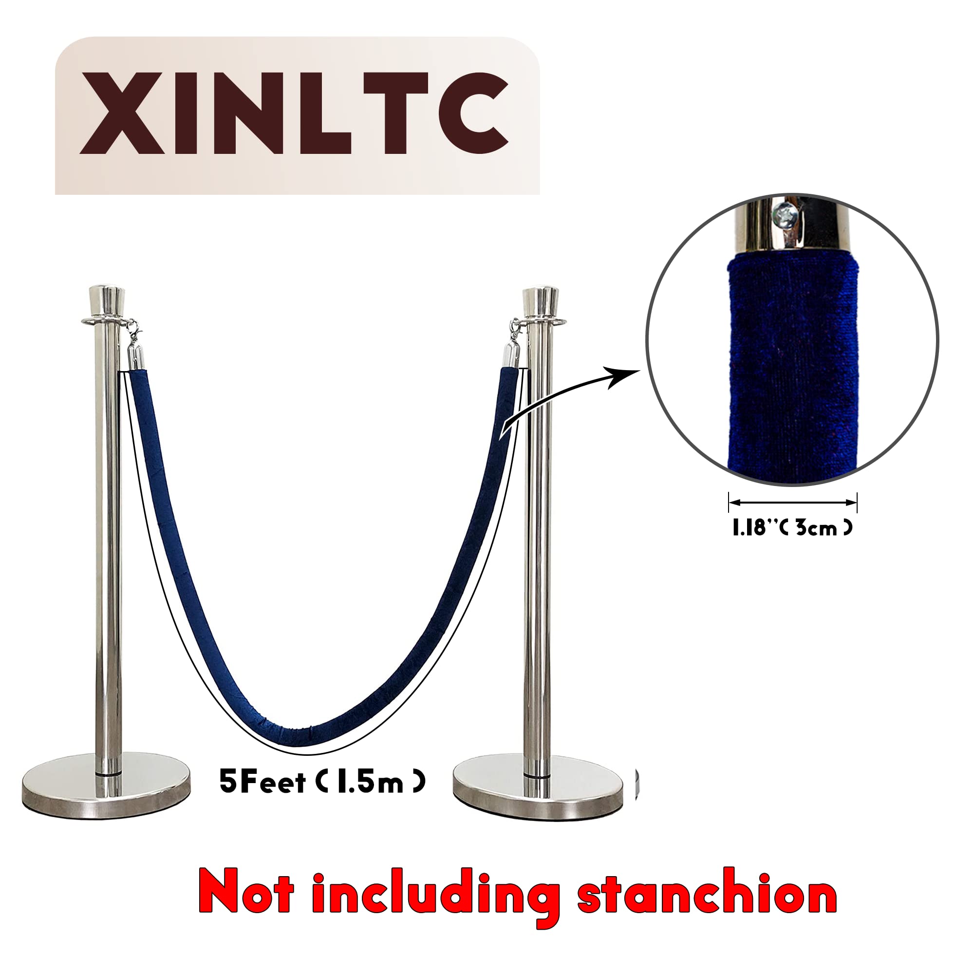 Pack de 2 Cuerda Terciopelo Azul Barrera Separadora 150 x 3cm – Con Extremos de Presión – Cinta para Persona Guiar Delimitar Personas