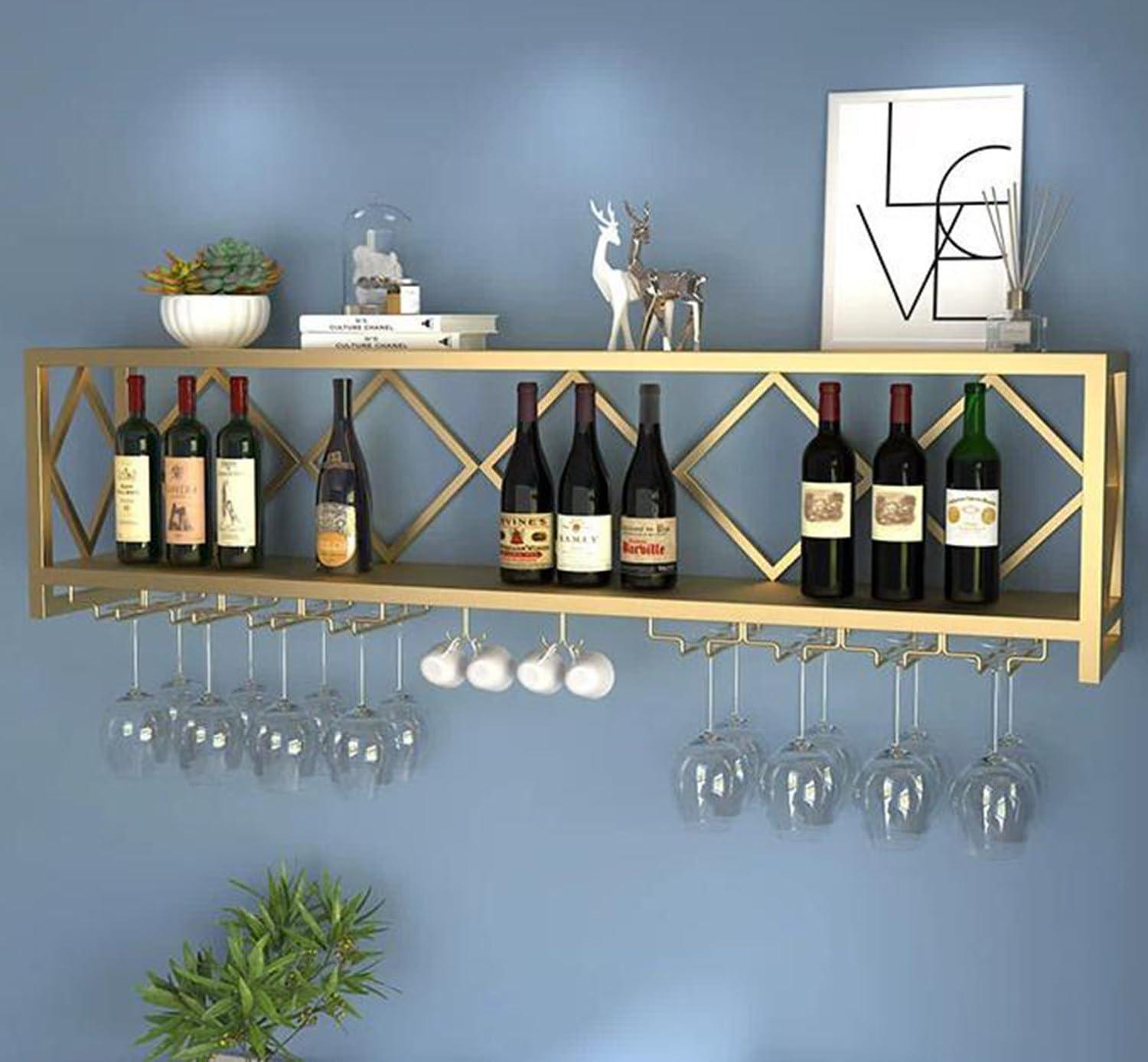 Casier à vin mural moderne porte-verres intégré en métal robuste