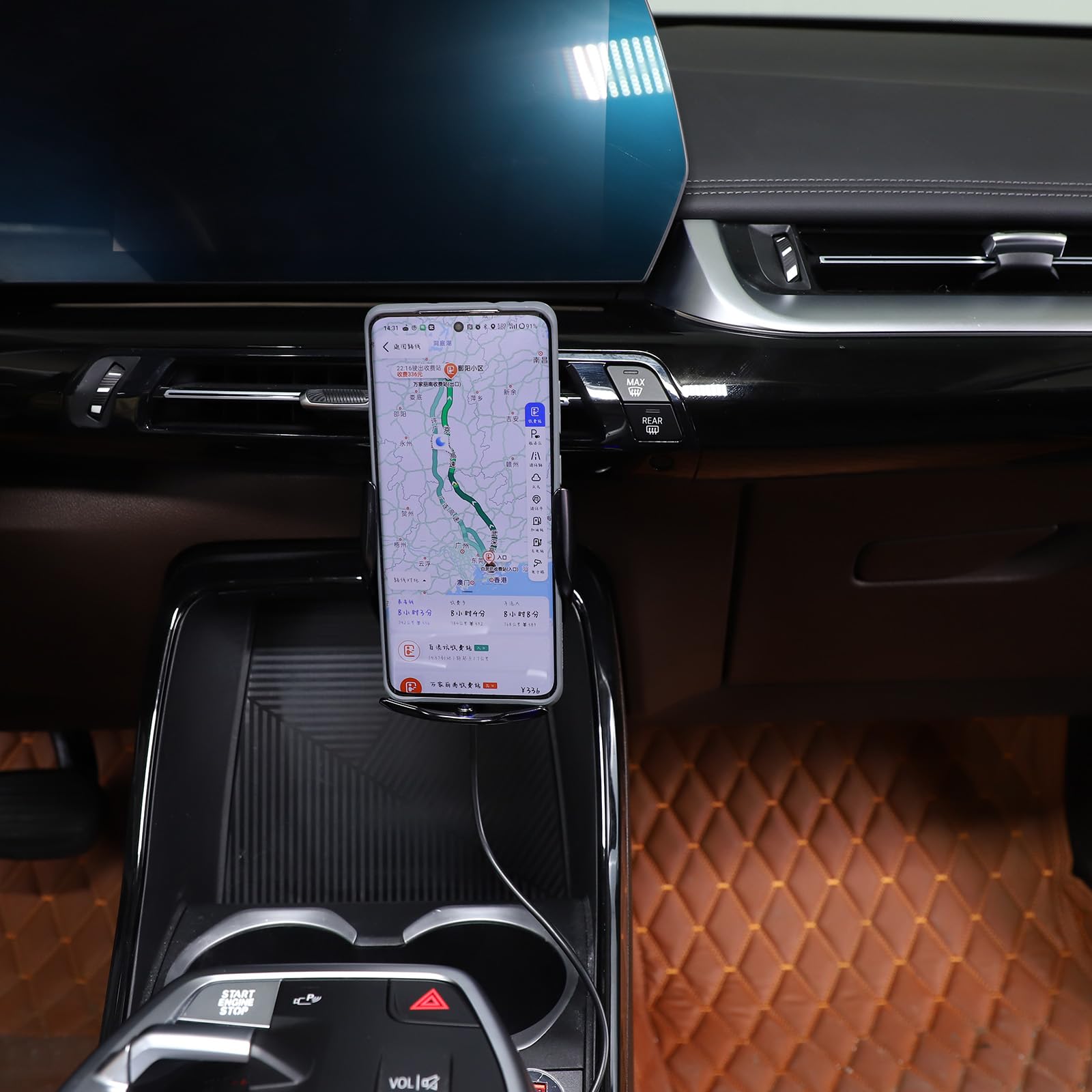 Soporte de teléfono para coche, soporte de teléfono móvil para rejilla de ventilación de coche para B-M-W X1 U11 2023-2024 (estilo D, cargador inalámbrico)