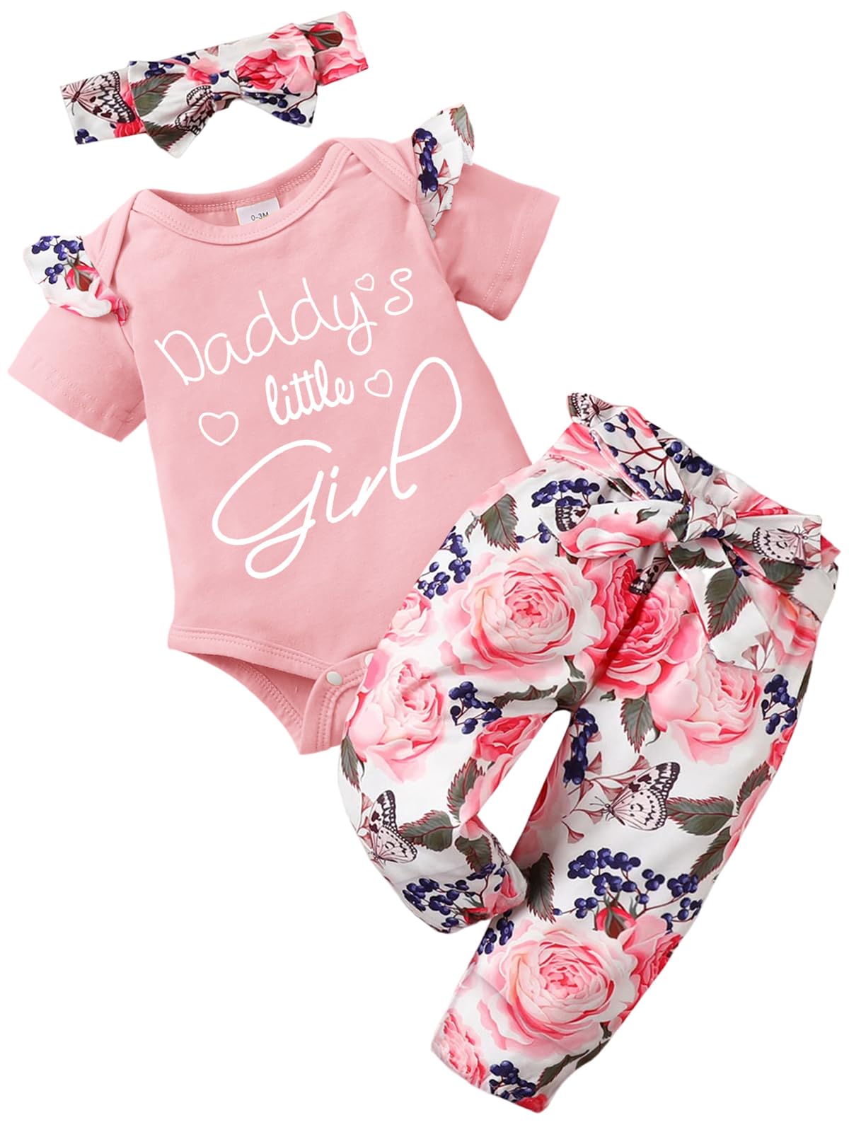 AMAWMW Baby Girl Clothes Set Daddys Little Girl Ruffle Romper Top Camouflage Pants Newborn Infant Baby Girl Outfit