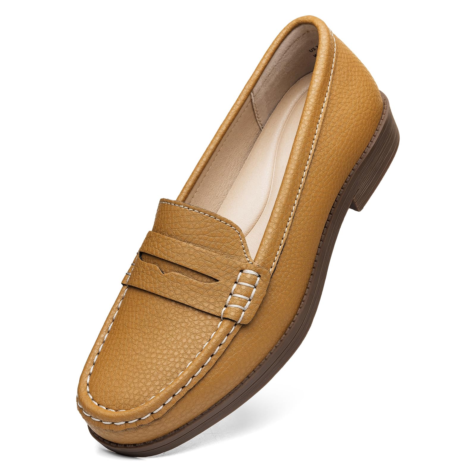 Women's Comfortable Leather Penny Loafers Slip On Business Casual Dress Shoes Lightweight Office Work Flats Everyday Walking Shoes for Women — view 11
