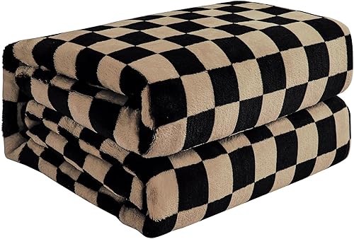 Miniatura 22 de FY FIBER HOUSE Manta de cuadros rosa intenso para sofá, cobija suave y acogedora con diseño a cuadros, 50 x 60 pulgadas Rosa Hot,Negro,Negro y