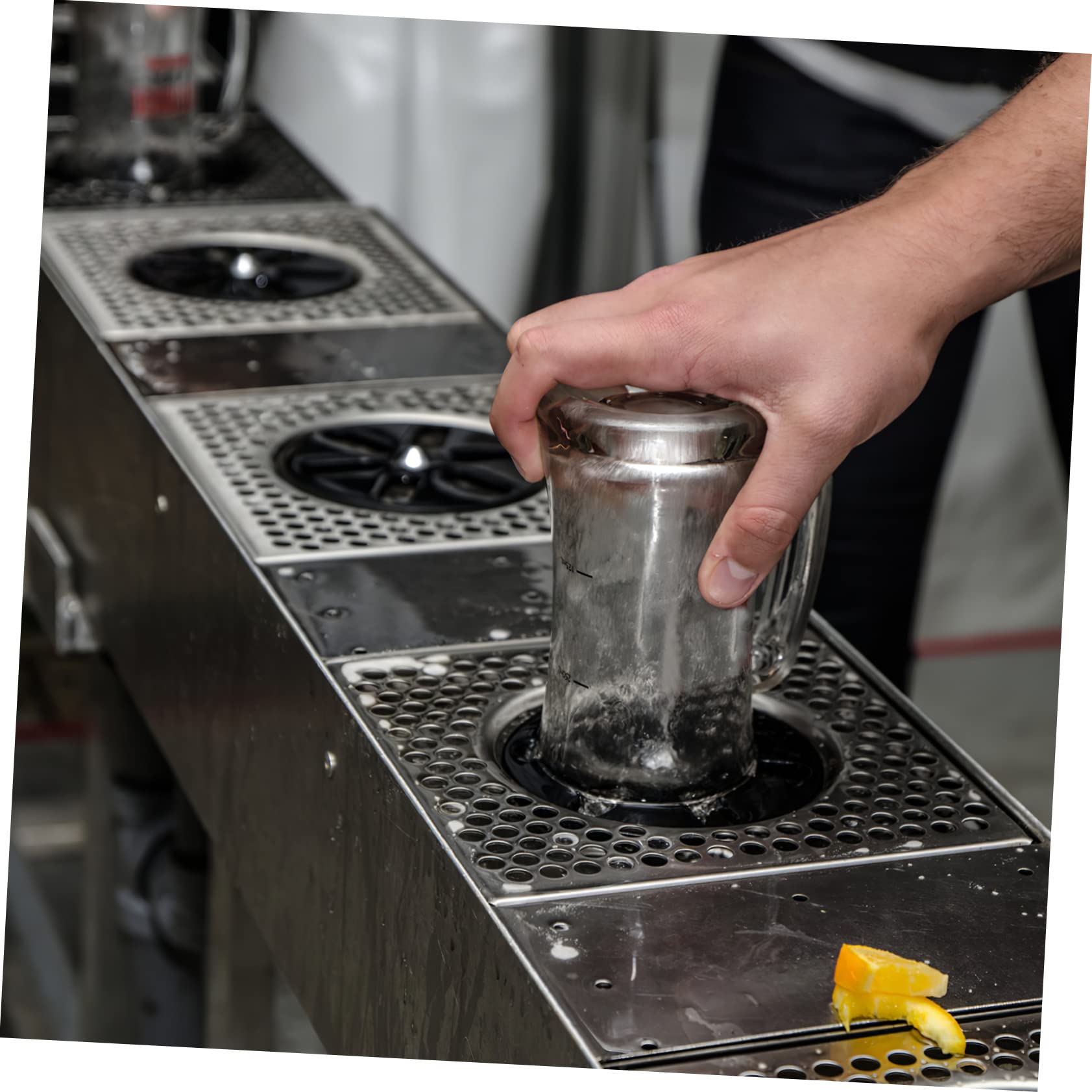 Risciacquatore Automatico per Bicchieri da Bar in Acciaio Inox | Argento, Alta Pressione, Pulizia Rapida di Tazze e Flaconi, Adatto alla Maggior Parte dei Recipienti
