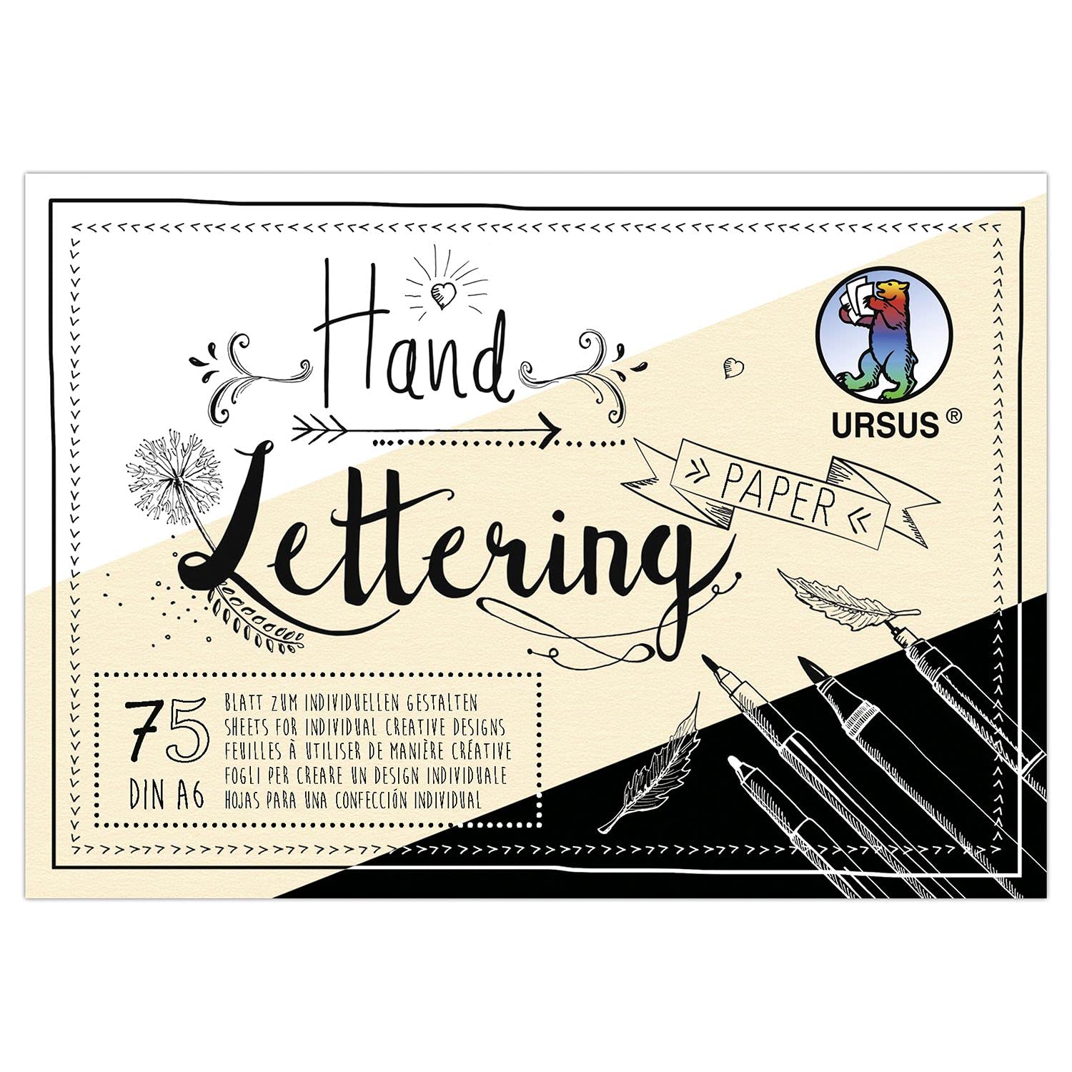 Ursus 24946499 – Handlettering-Papier, Farbmix, DIN A6