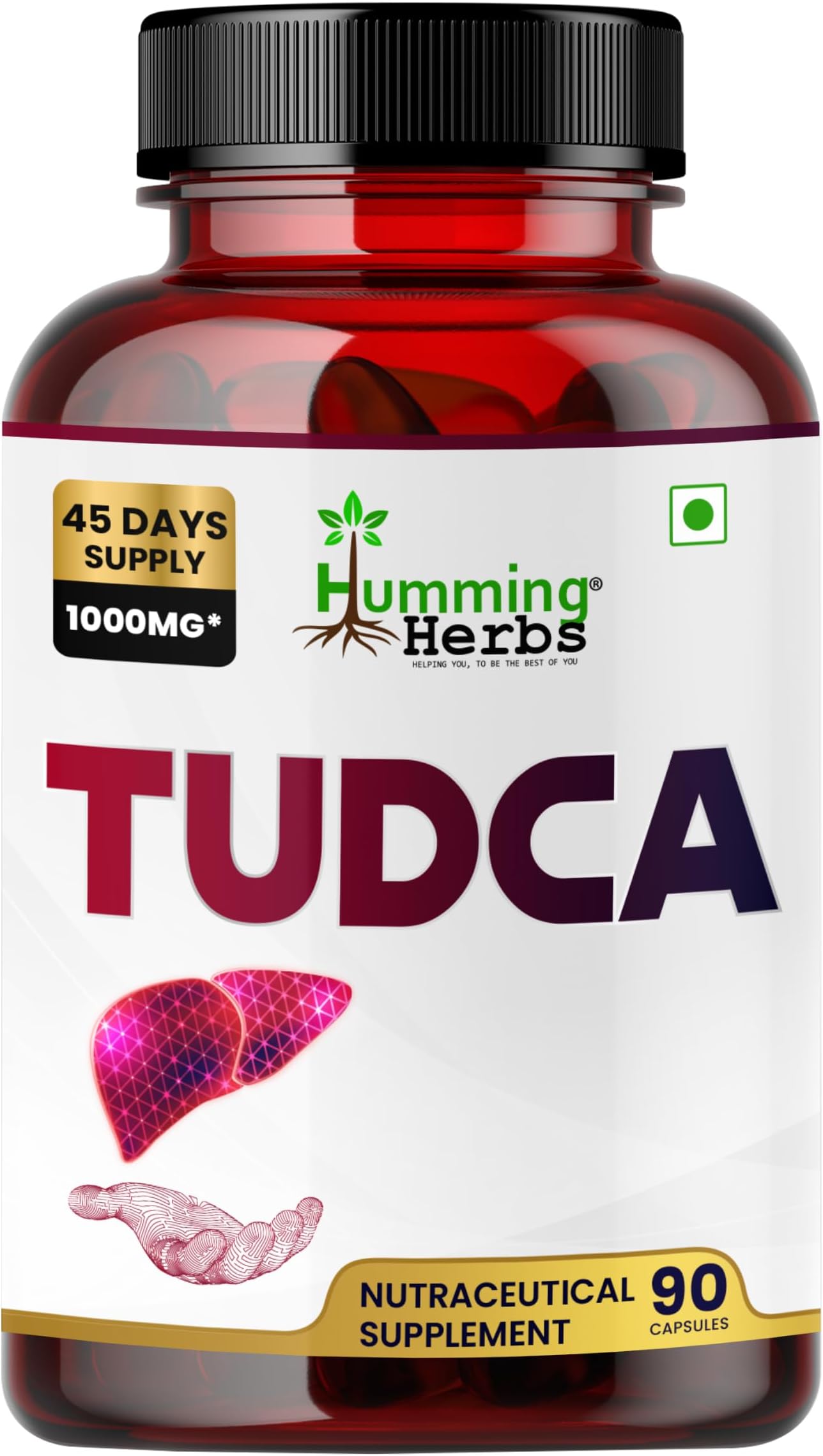 Humming Herbs TUDCA Pure Supplement 1000mg | Liver Health, Gut Support & Immune Boost | Premium Detox Supplement, Vegan Capsules, Tauroursodeoxycholic Acid for Daily Wellness, 90 Capsule