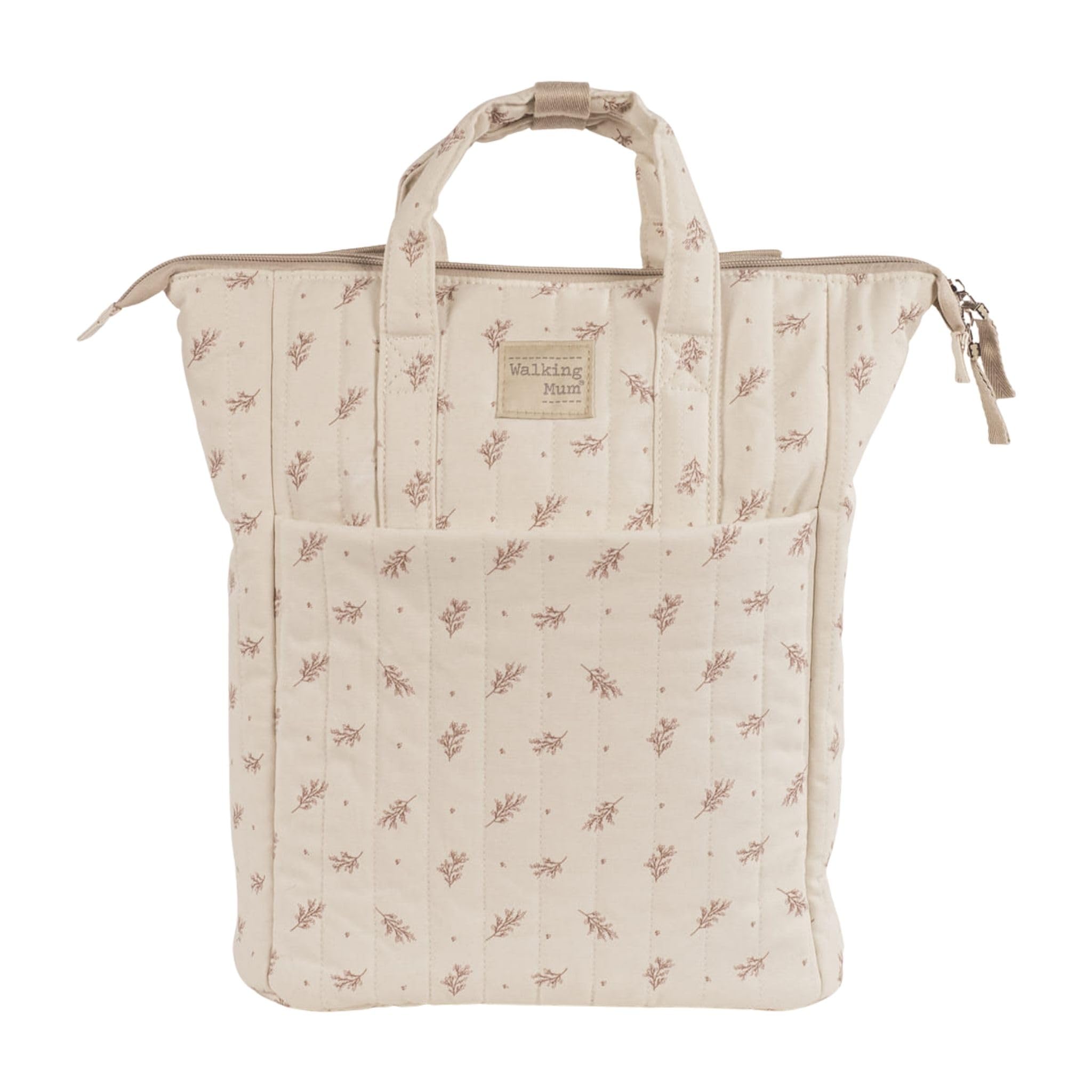 Zaino Mimosa – Walking Mum – Zaino per la mamma del bambino – Beige/Rosa o Beige/Verde – 3 scomparti