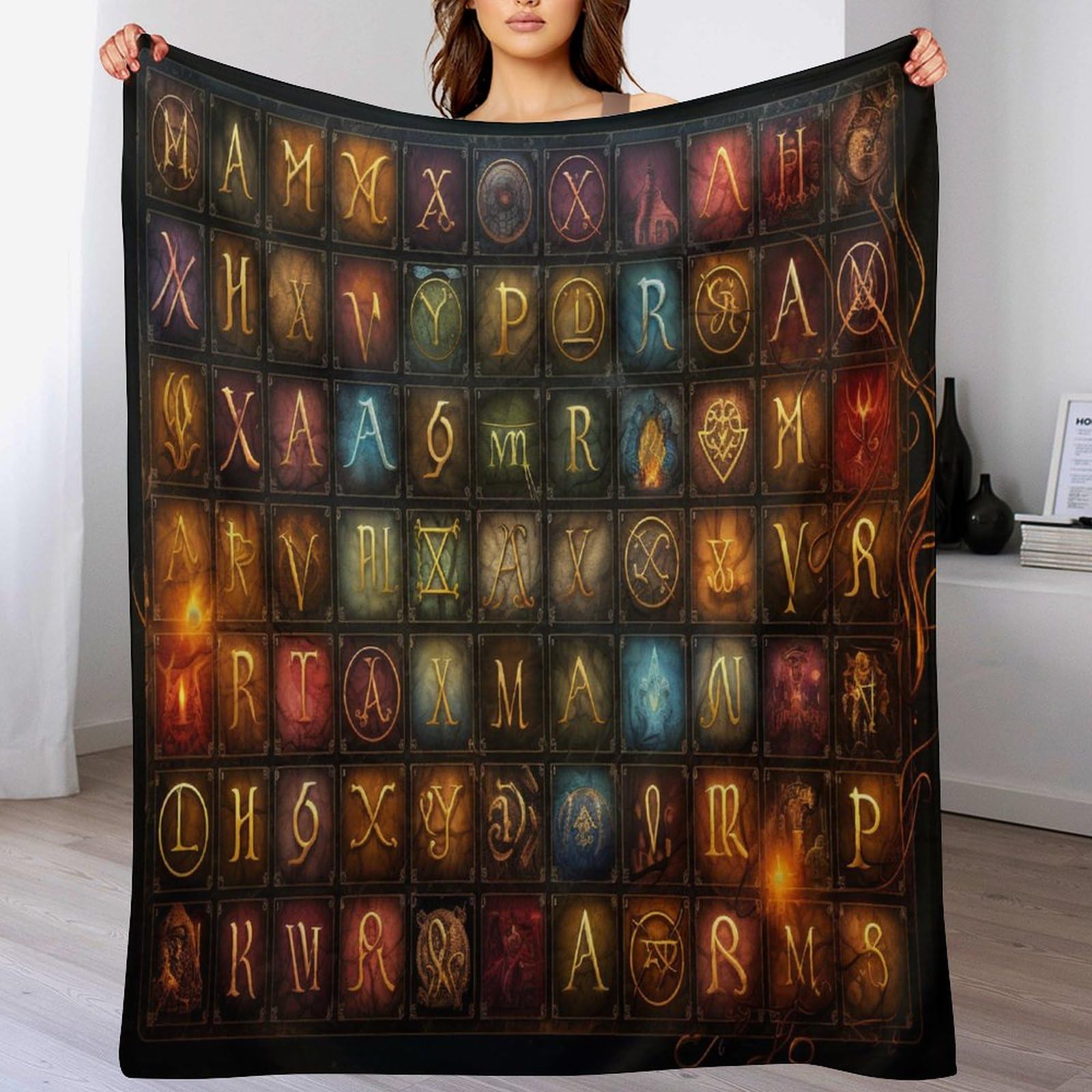 Couverture de canapé chaude flannel Monogramme contre le froid en polaire douce 130x150
