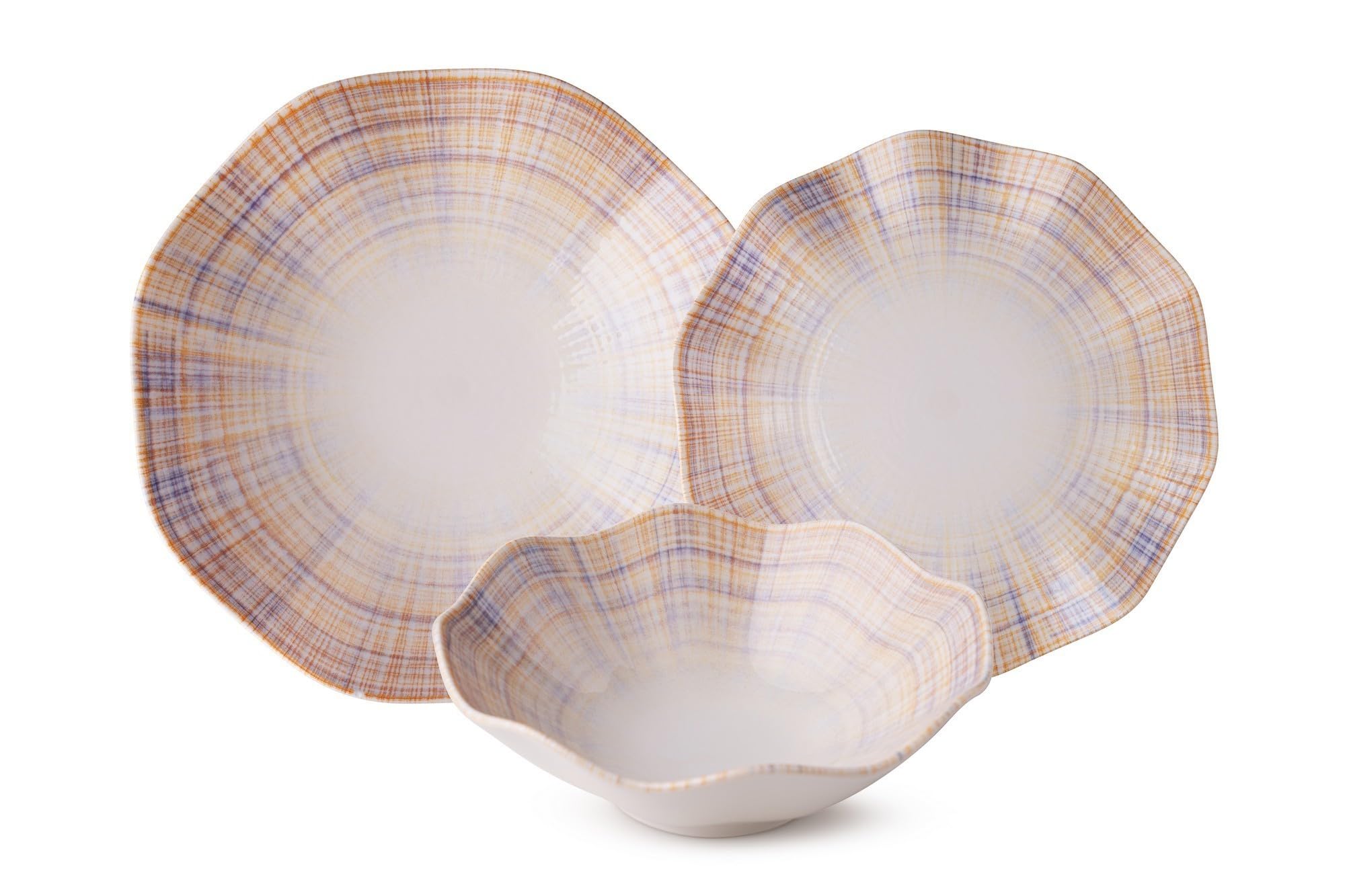 Elegancki 24-częściowy zestaw obiadowy, 100% porcelana, w zestawie talerze serwisowe, miski, talerze deserowe, do mycia w zmywarce i do kuchenki mikrofalowej, idealny na każdą okazję
