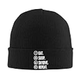 Btosyao Eat Sleep Skydive Repeat Black Winter Beanie Hats for Women Men Beanie Knit Soft Warm Cuffed Hat