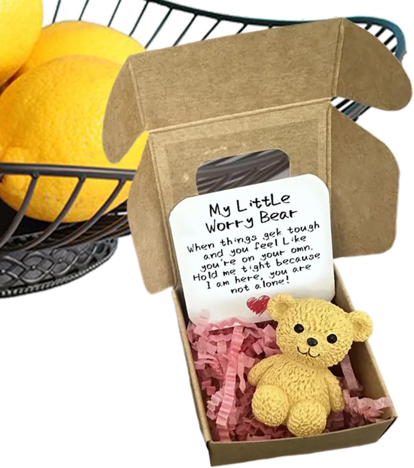Bear in a Box - 2.17 x 2.17 x 0.98 Inch Bear Doll | Handmade Uplifting Mini Animal for Men Women Lovers Adults Children Friend Daily Comfort Support