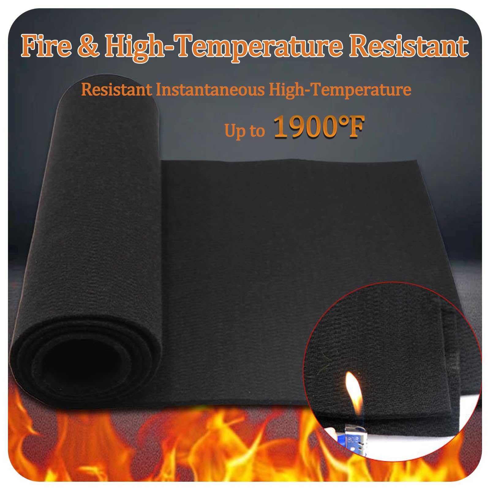 Manta de Soldadura Ignífuga,Fieltro de Carbono de Mantas Ignífuga Resistente al Calor hasta 1800 °F,Base Esterilla 6/10mm Escudo Térmico para Parrilla Soldadores Fontaneros,Thick 10mm,100x100cm