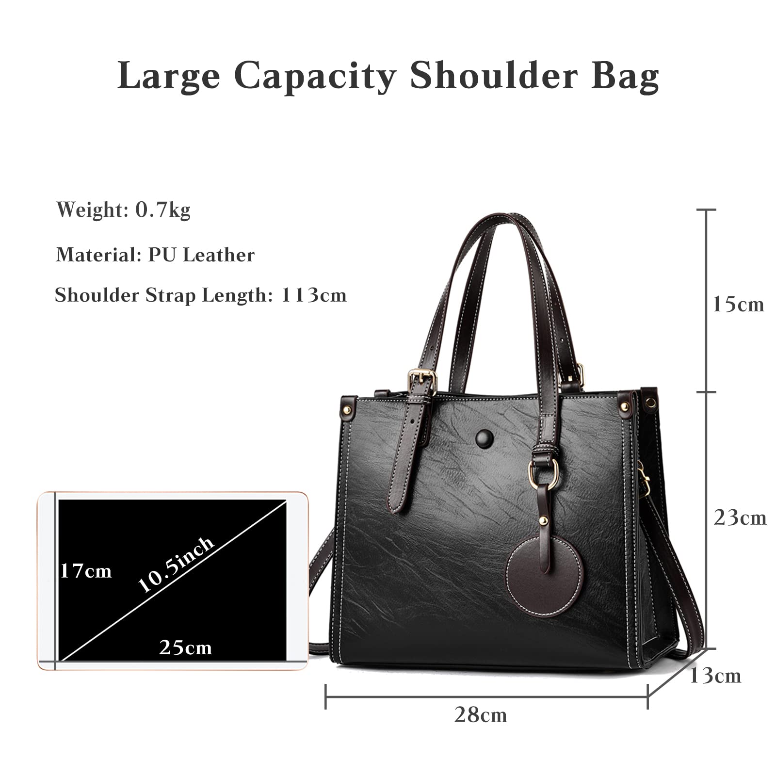 FANDARE Damska torebka tote górny uchwyt skóra PU torba na ramię crossbody torba kurierska