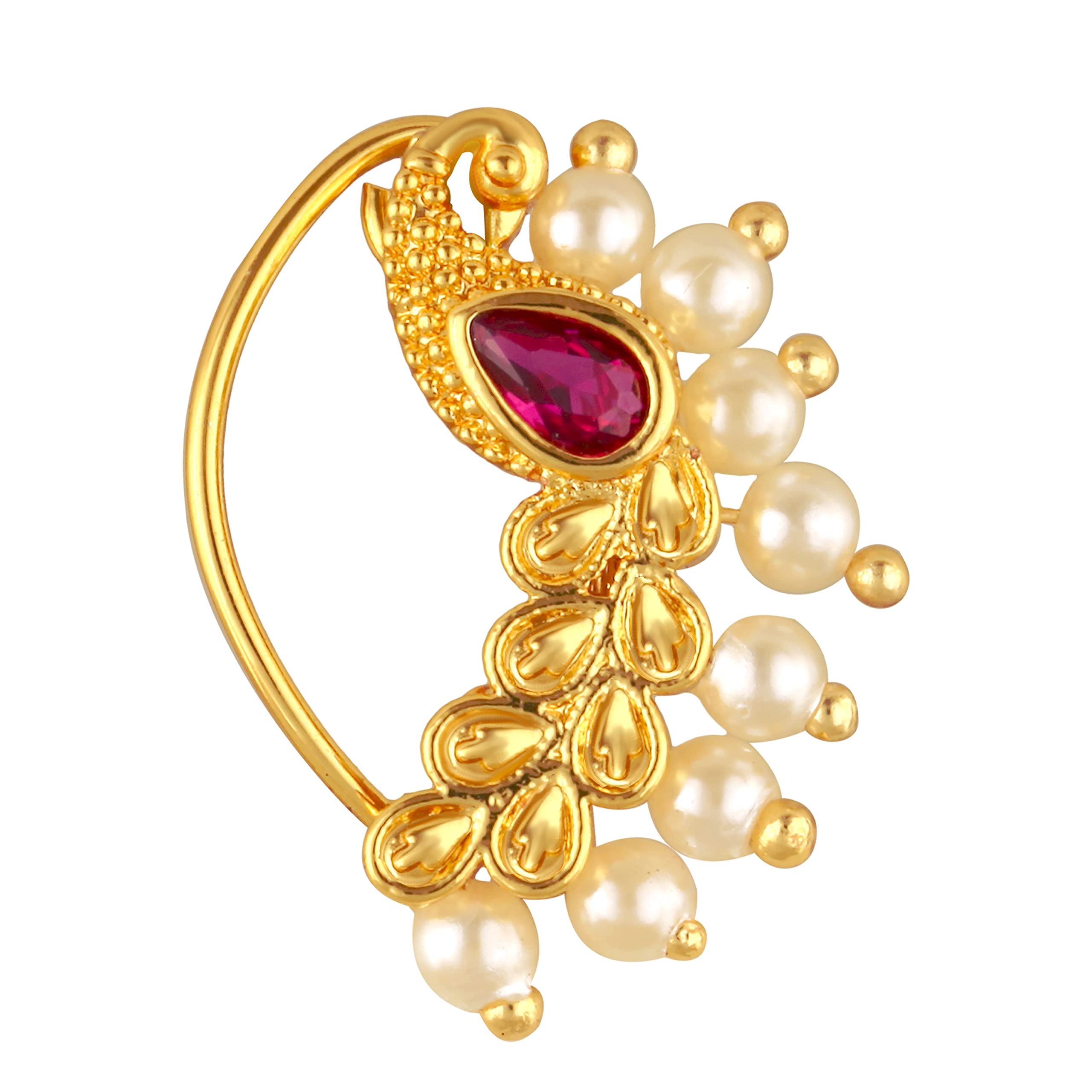 Vighnaharta Golden Moti Pearls Nath Nathiya nose pin Gold Plated Alloy two Nose Ring for woment[VFJ1241NTH-Press] (B0C7114Y98) Amazon Price History, Amazon Price Tracker