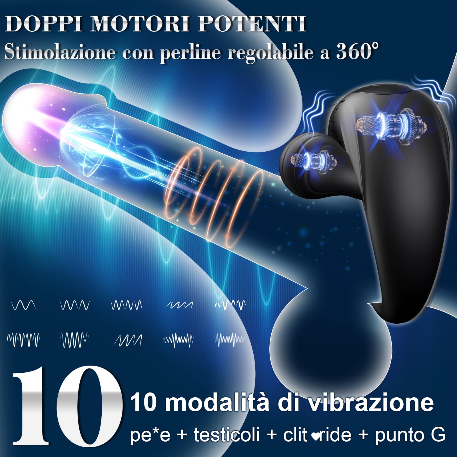Anello Vibrante per Lei e Lui Sex Toys - Vibratoreper Uomo Erezione con Perline Regolabili a 360°, 10 Modalità di Vibrazione Anello per Pene da Uomo Cock Ring Sexytoysys Man Giochi Erotiici Coppie