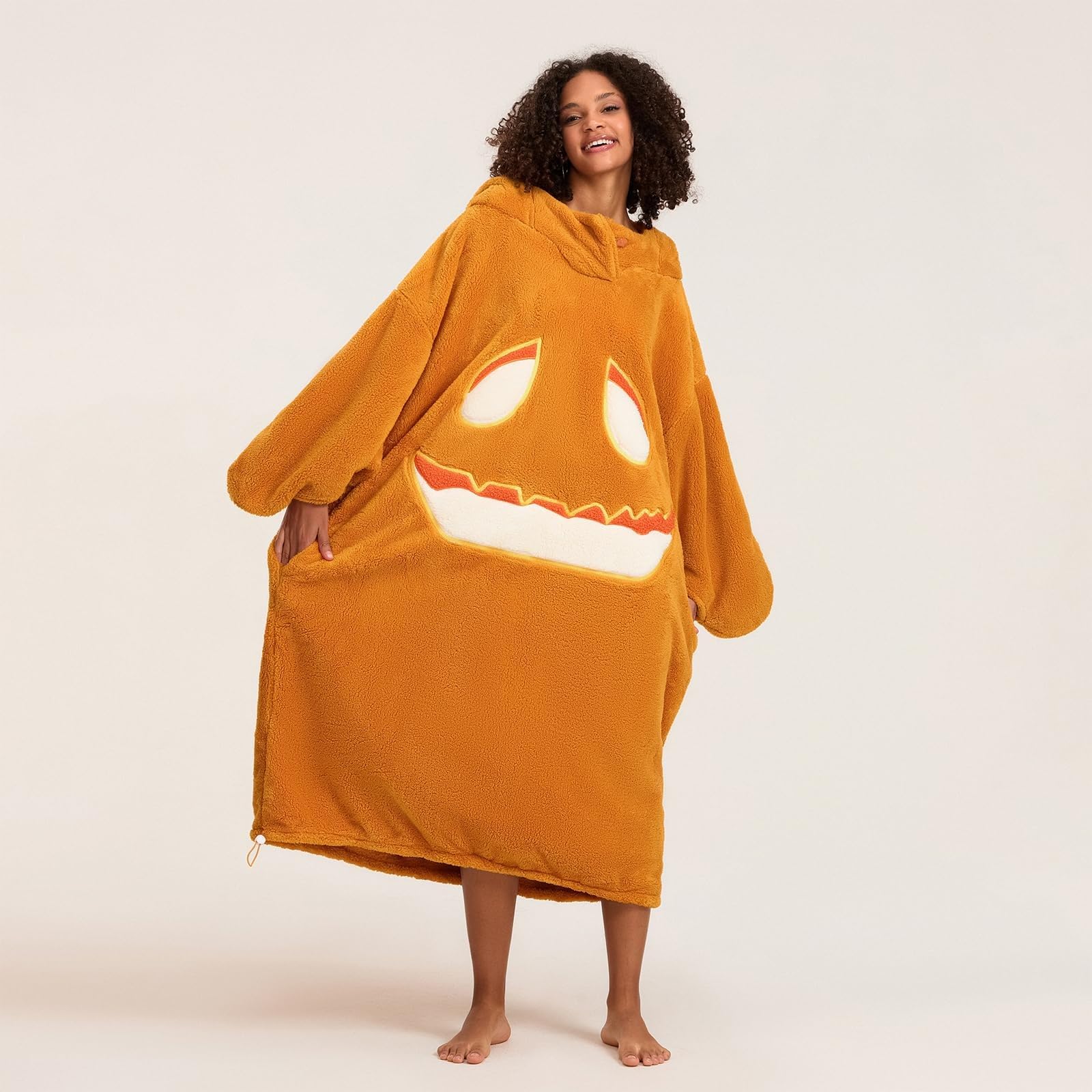 Costume Halloween Donna, Pigiama Intera Halloween Zucca con Cappuccio, Tuta Onesie in Pile Decorazioni, Pigiama Completo Adulto da Casa per Festa, Carnevale, Cosplay, Natale e Serate a Tema